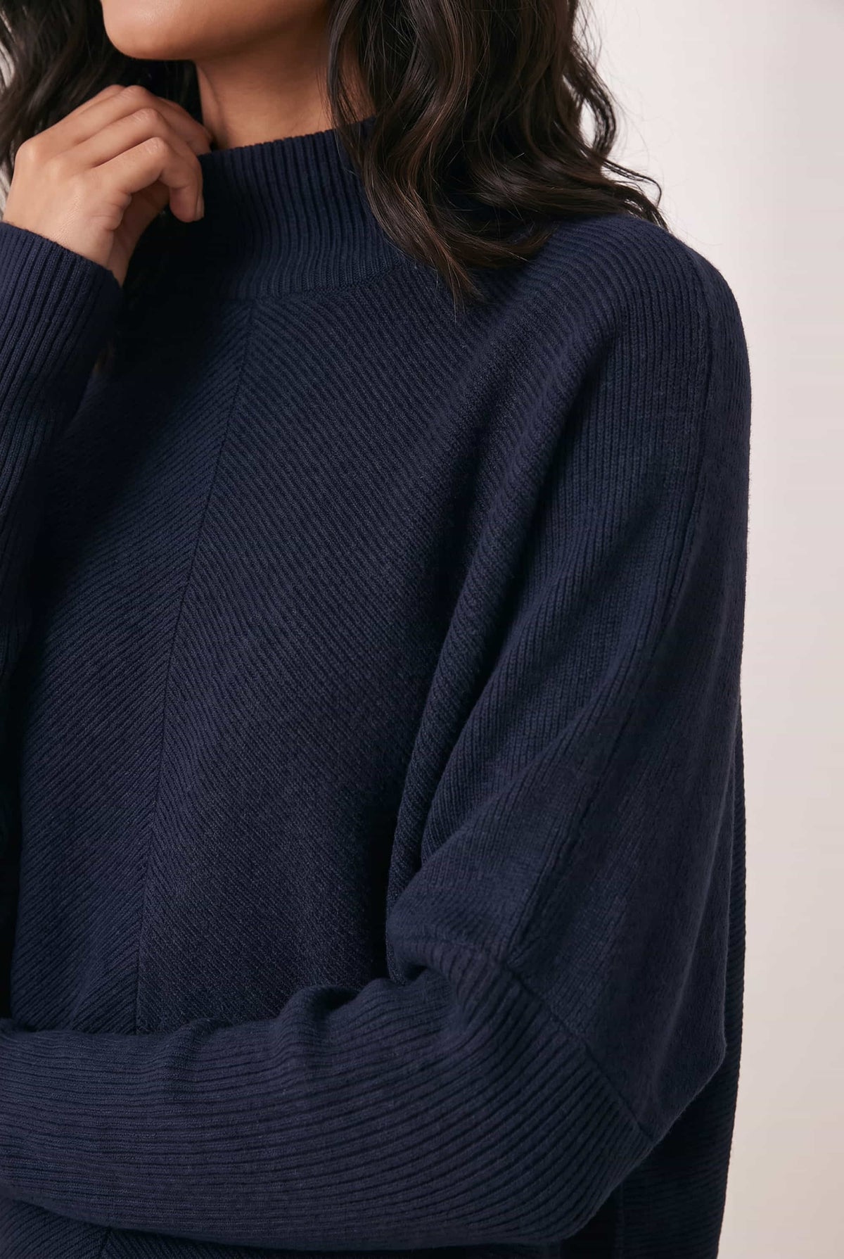 Hope Knitted High Neck Jumper / Navy
