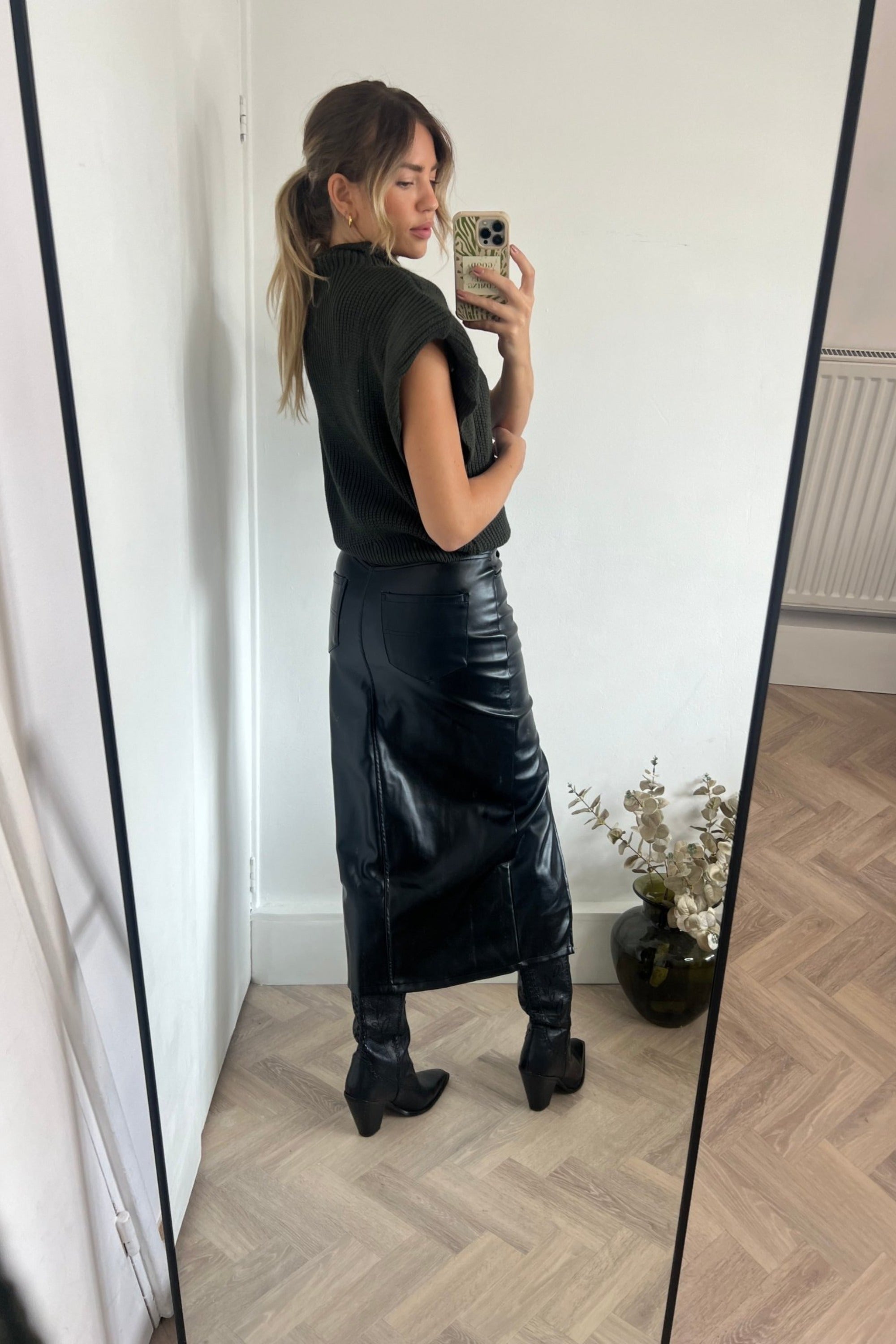 Brielle Pu Midi Skirt / Black - Style Cheat