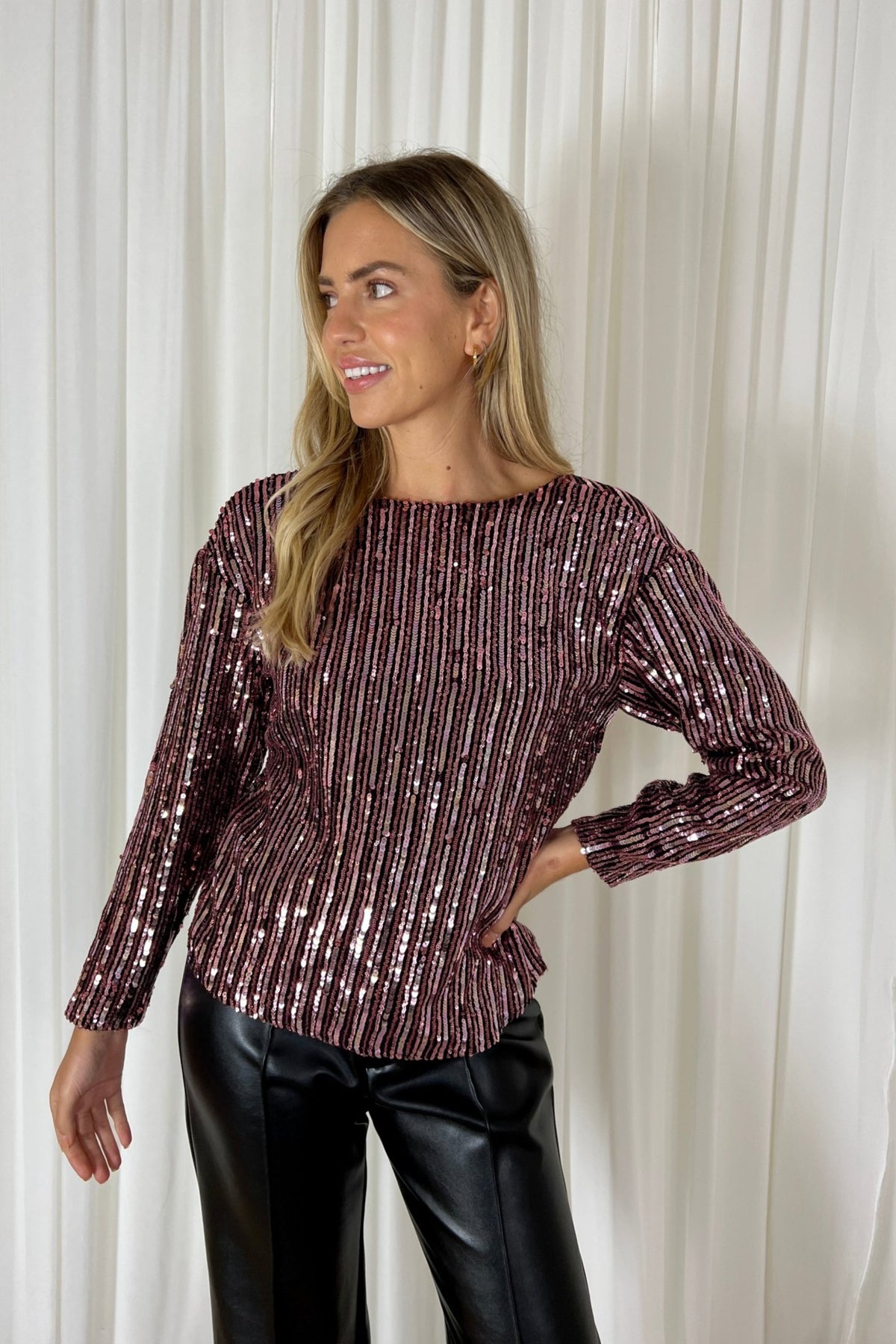 Azalea Sequin long Sleeved Top / Stripe