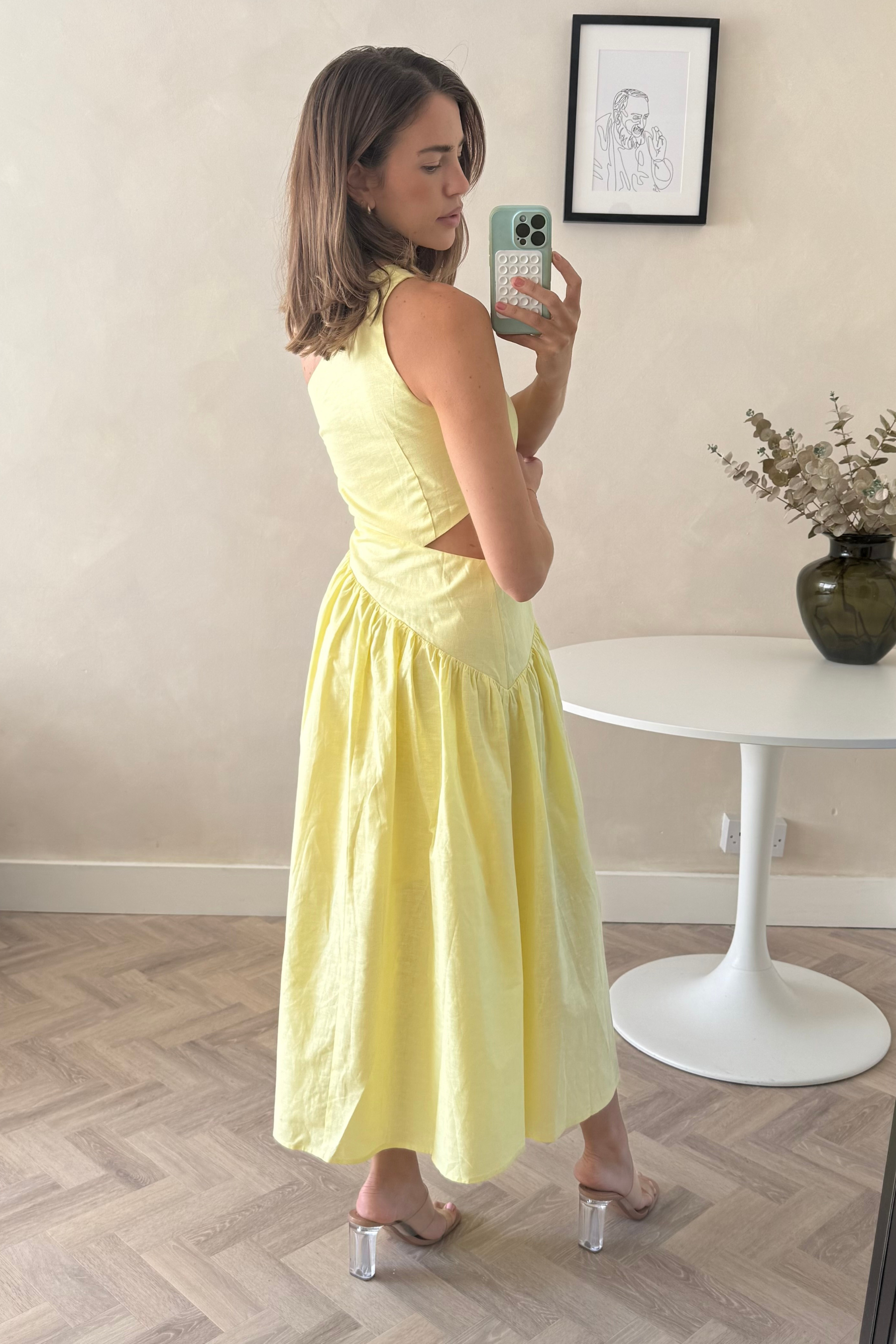 Jasmine Cut Out One Shoulder Dress in Yellow
