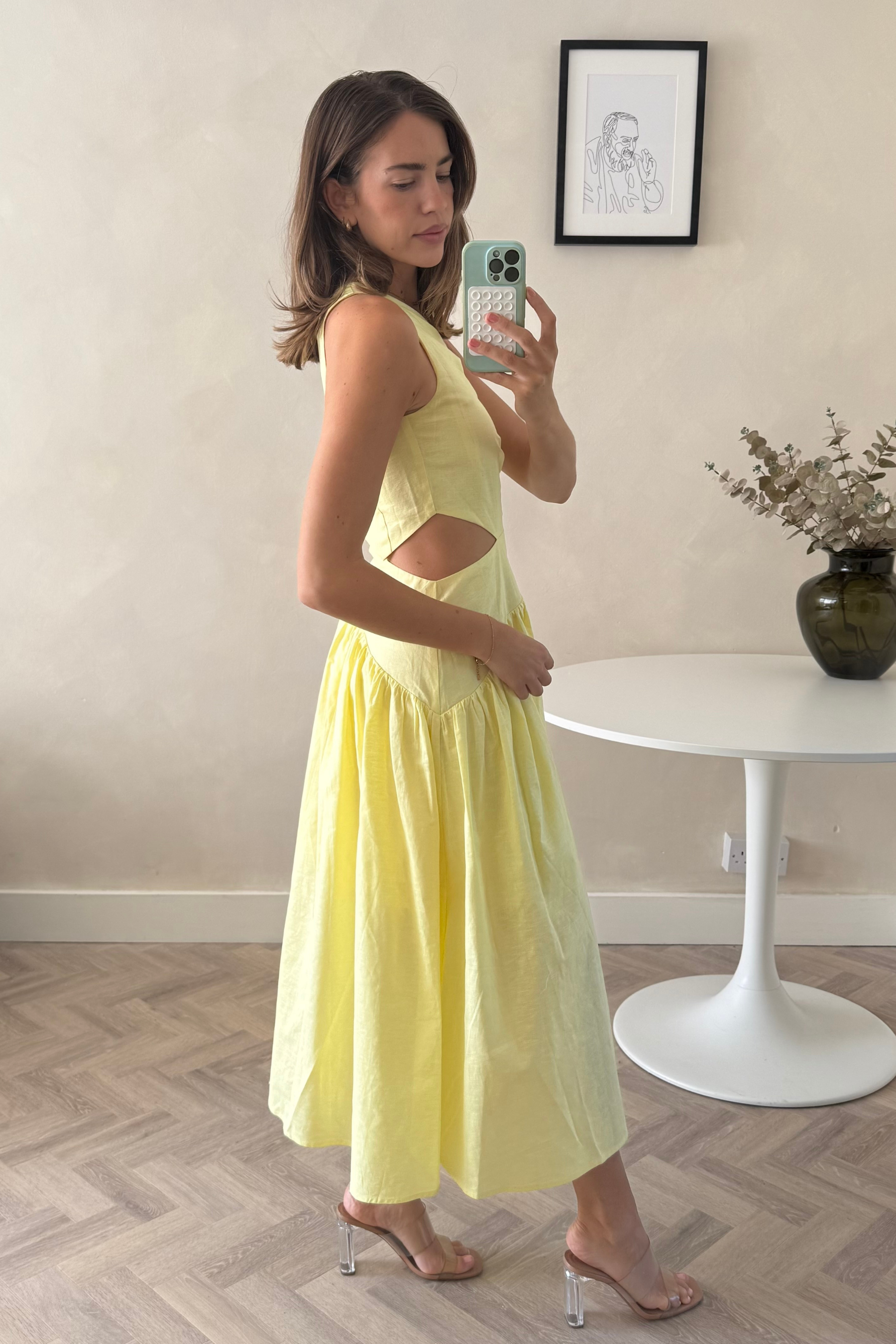 Jasmine Cut Out One Shoulder Dress in Yellow
