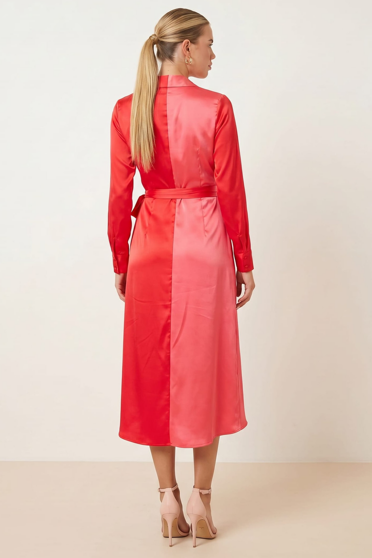 Jem Colourblock Wrap Dress in Pink & Red