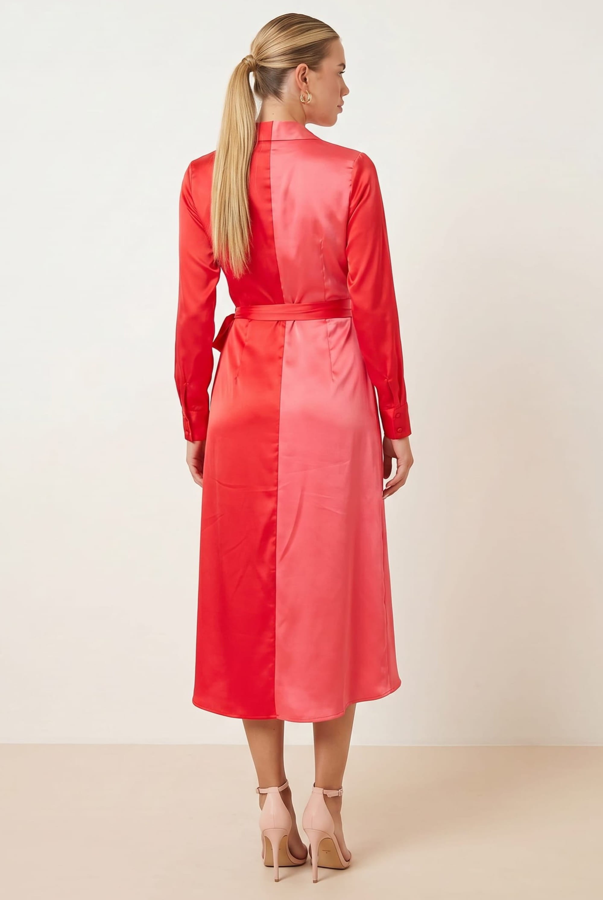 Jem Colourblock Wrap Dress in Pink & Red