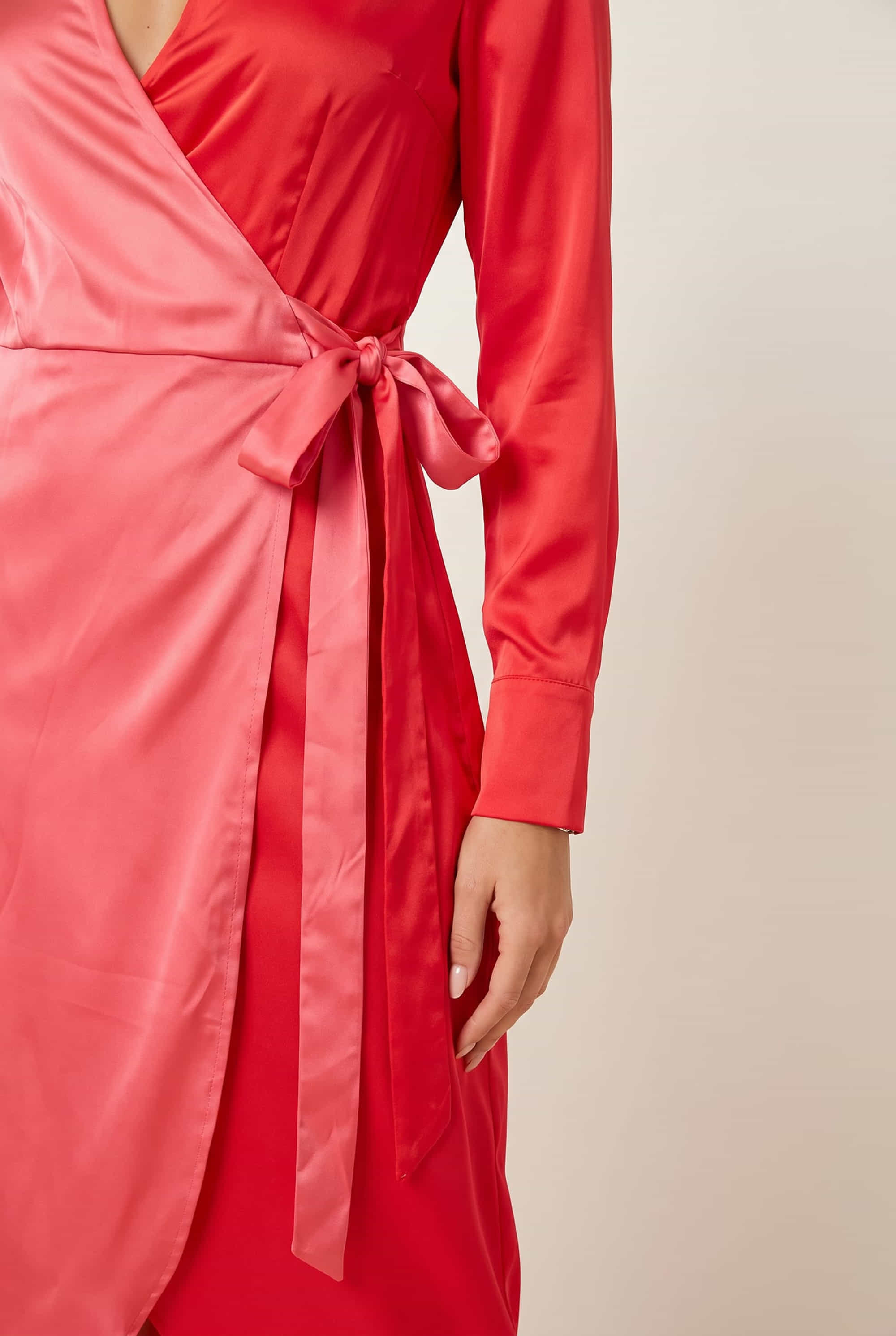 Jem Colourblock Wrap Dress in Pink & Red
