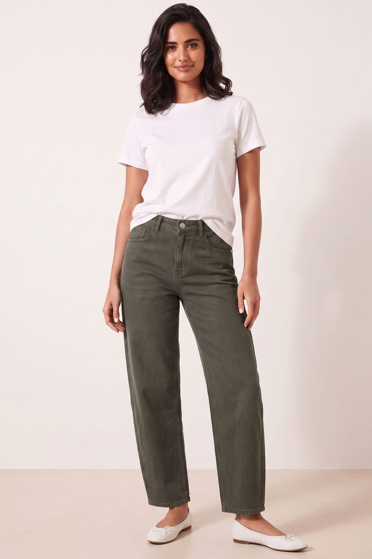 Khaki Barel Jean