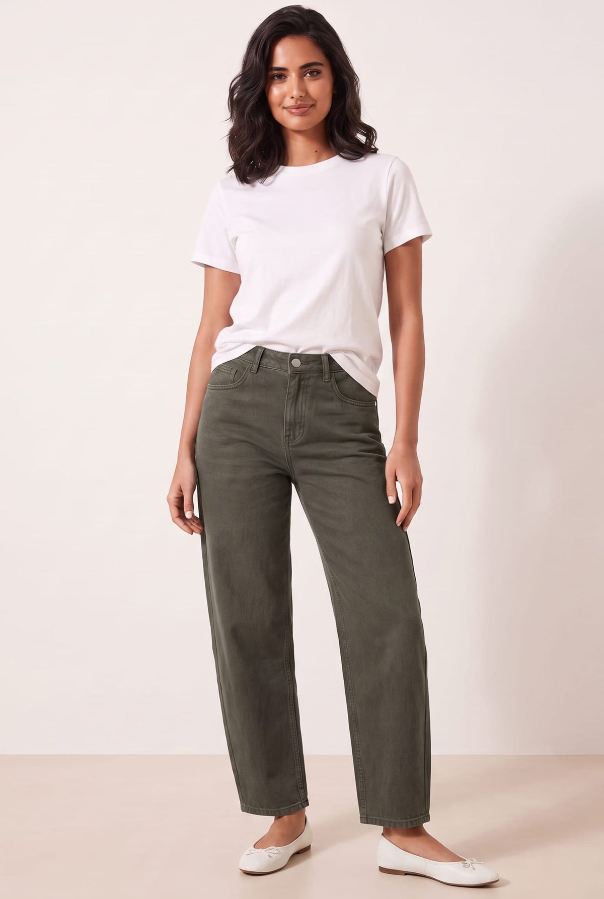 Khaki Barel Jean