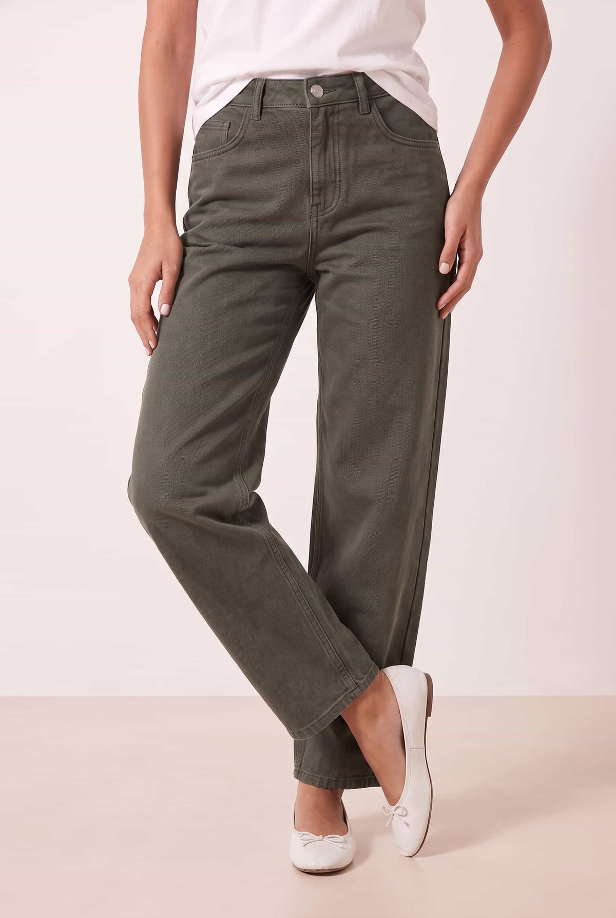 Khaki Barel Jean