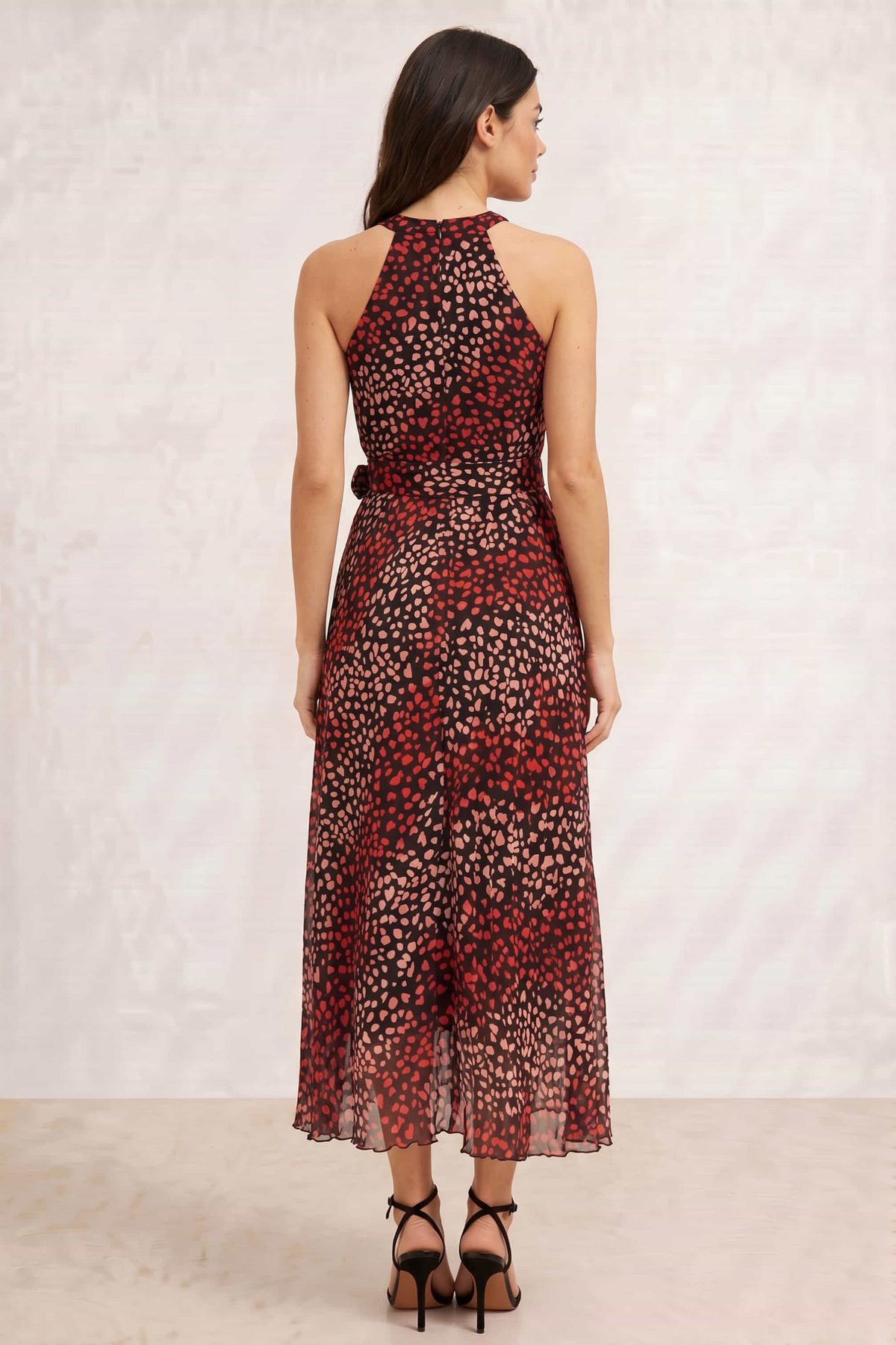 Luisa Belted Pleated Maxi Dress / Multi Black Heart