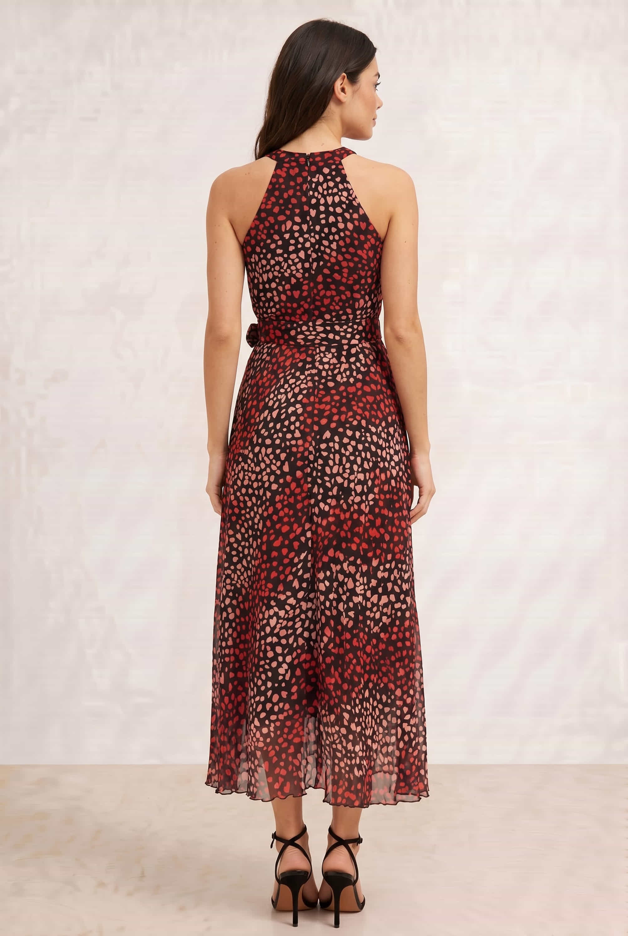 Luisa Belted Pleated Maxi Dress / Multi Black Heart