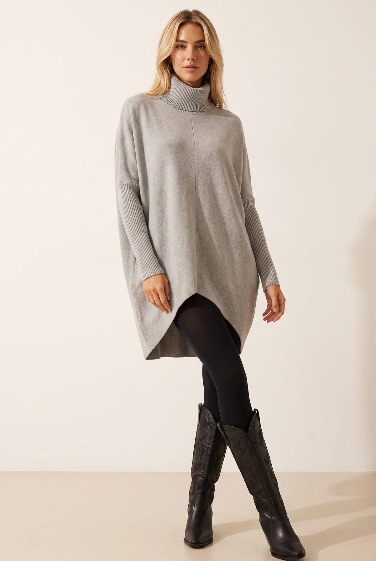 Longer Length Hope Knitted Jumper / Grey