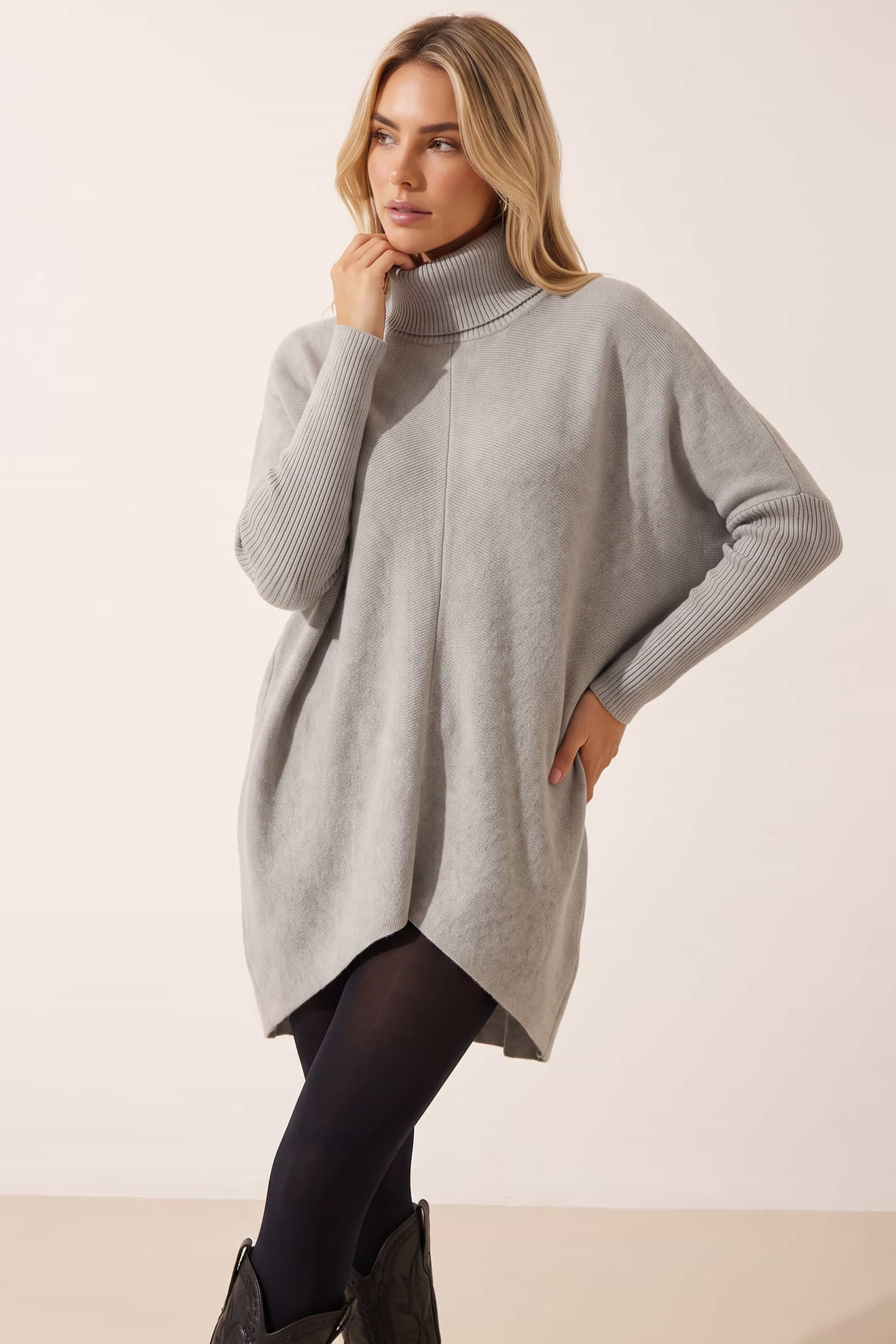 Longer Length Hope Knitted Jumper / Grey