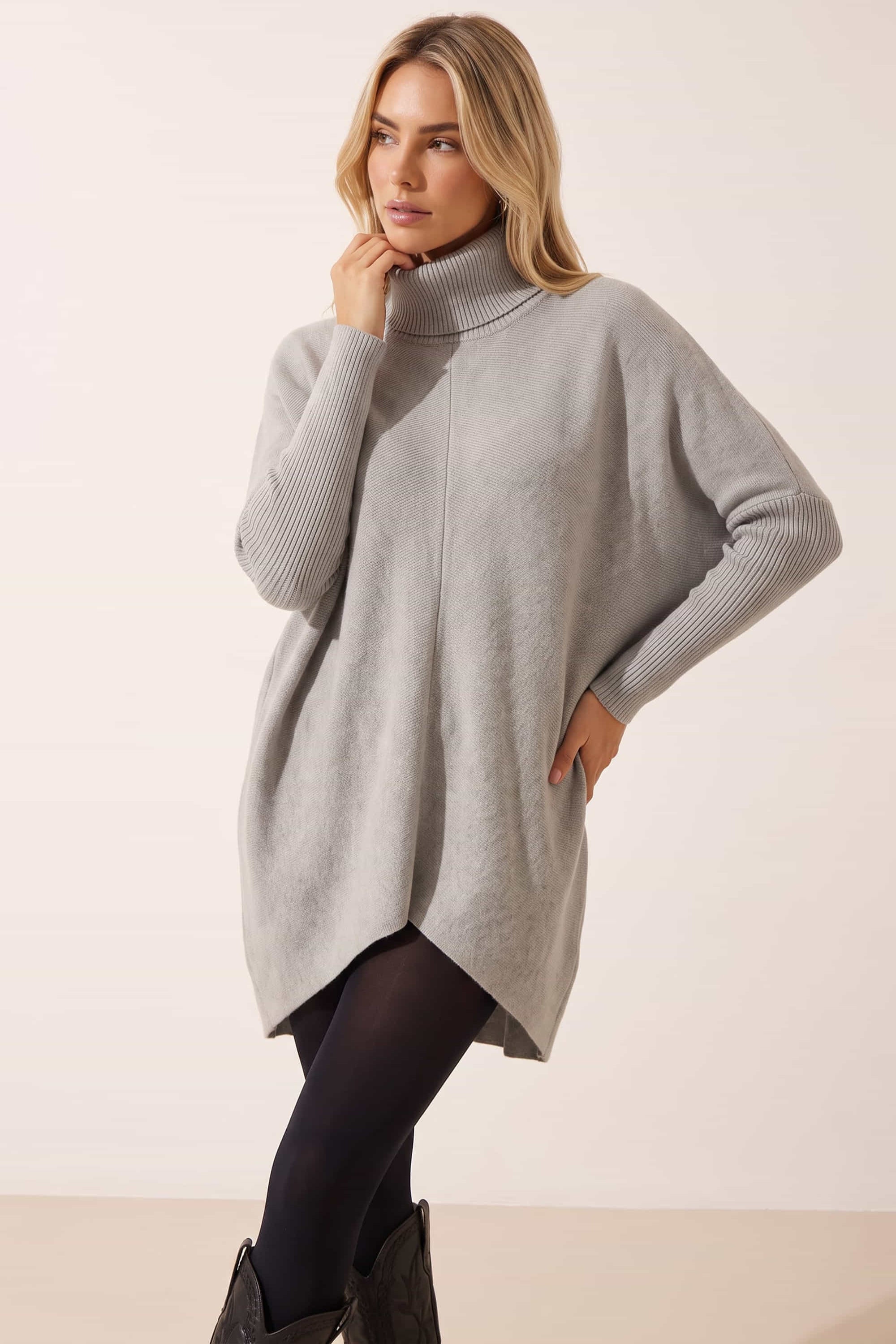 Longer Length Hope Knitted Jumper / Grey