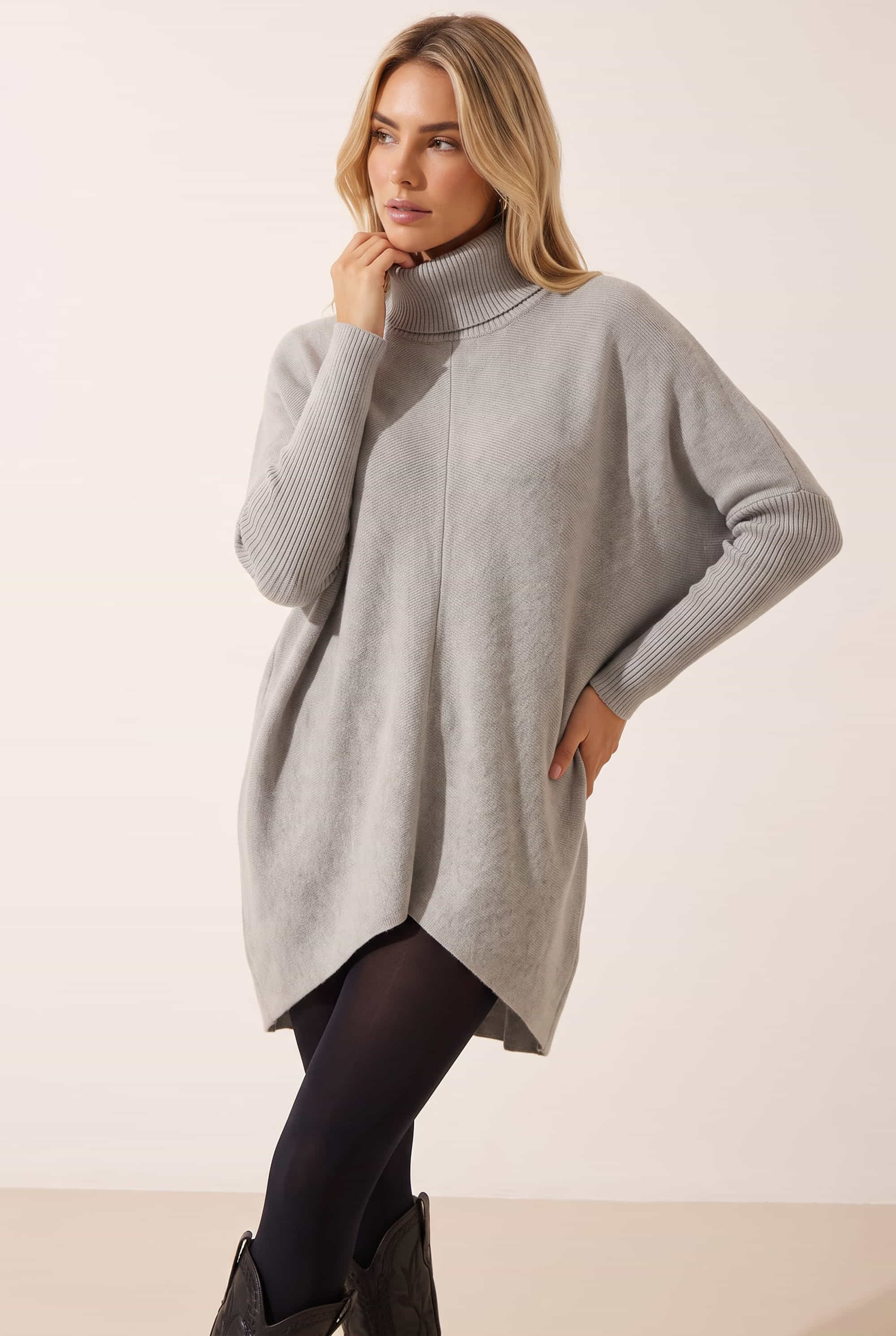 Longer Length Hope Knitted Jumper / Grey
