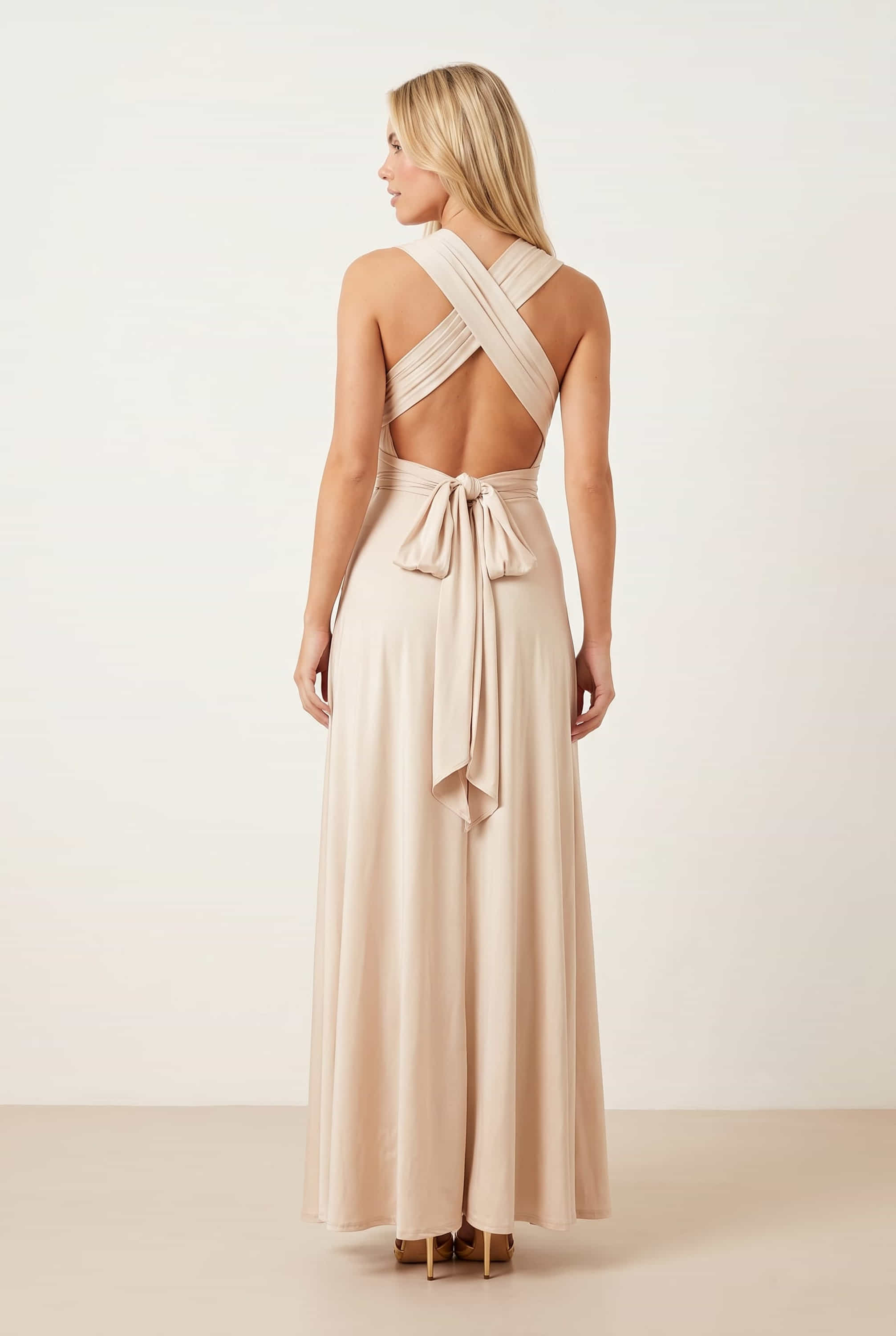 Multi-way Slinky Maxi Dress / Champagne