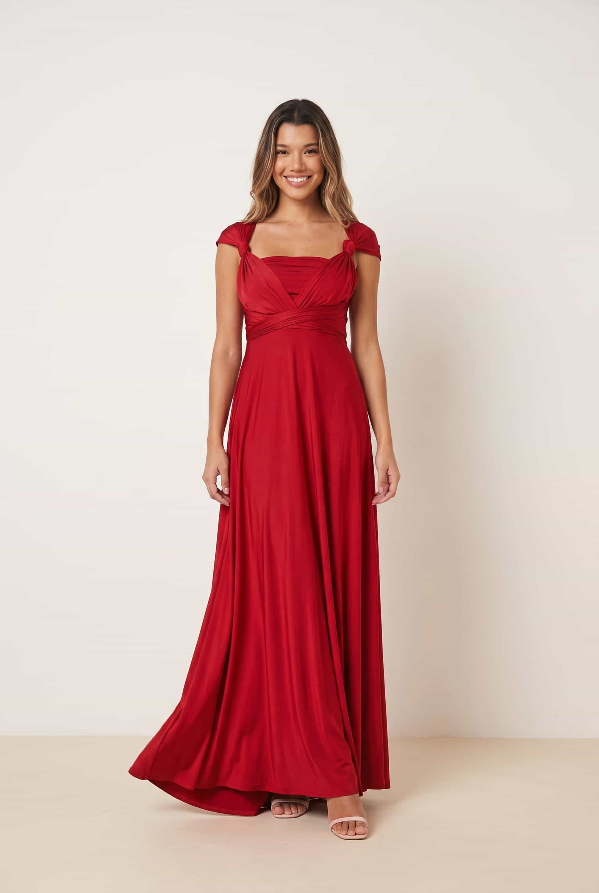 Multi-way Slinky Maxi Dress / Claret