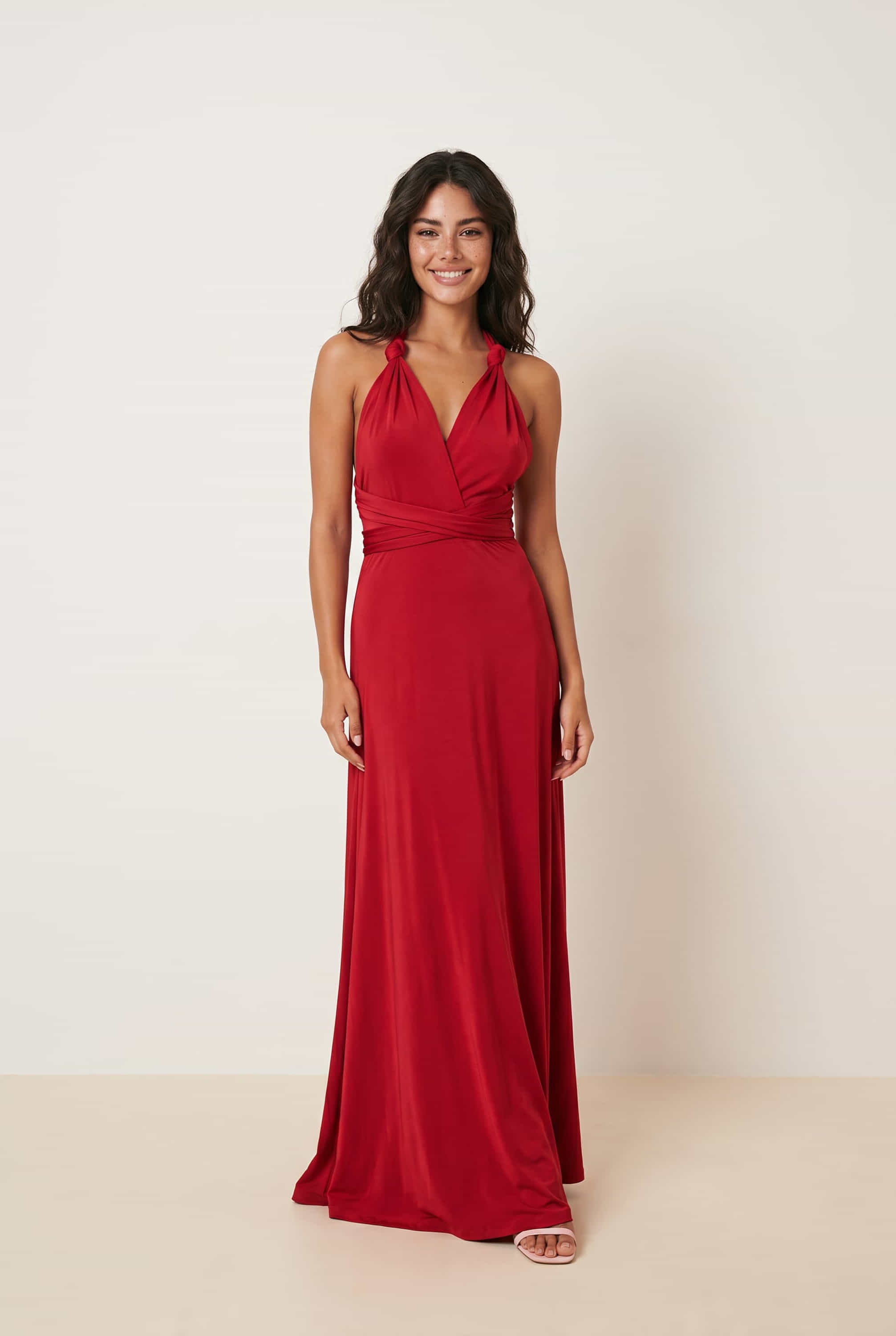 Multi-way Slinky Maxi Dress / Claret
