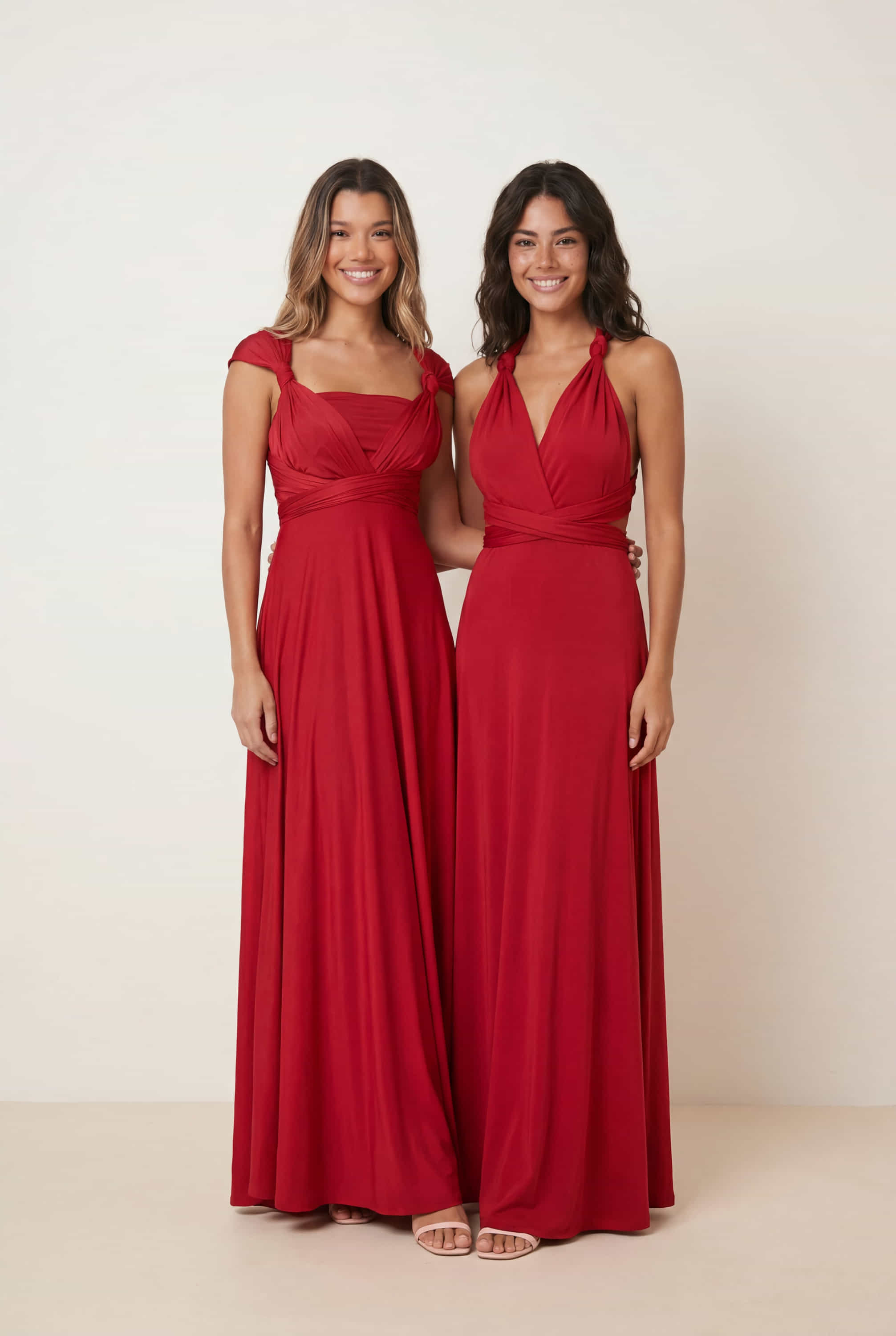 Multi-way Slinky Maxi Dress / Claret