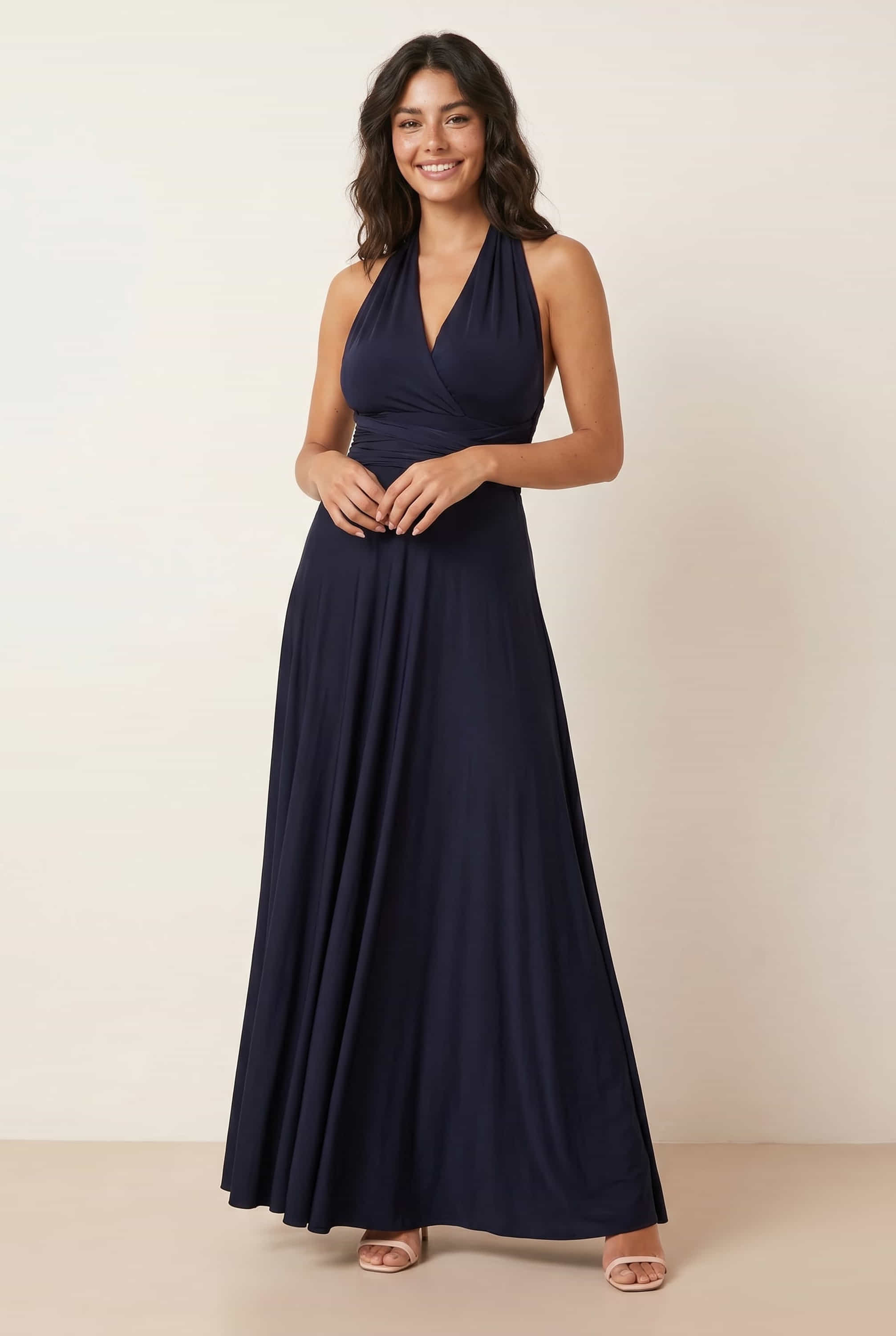 Multi-way Slinky Maxi Dress / Navy