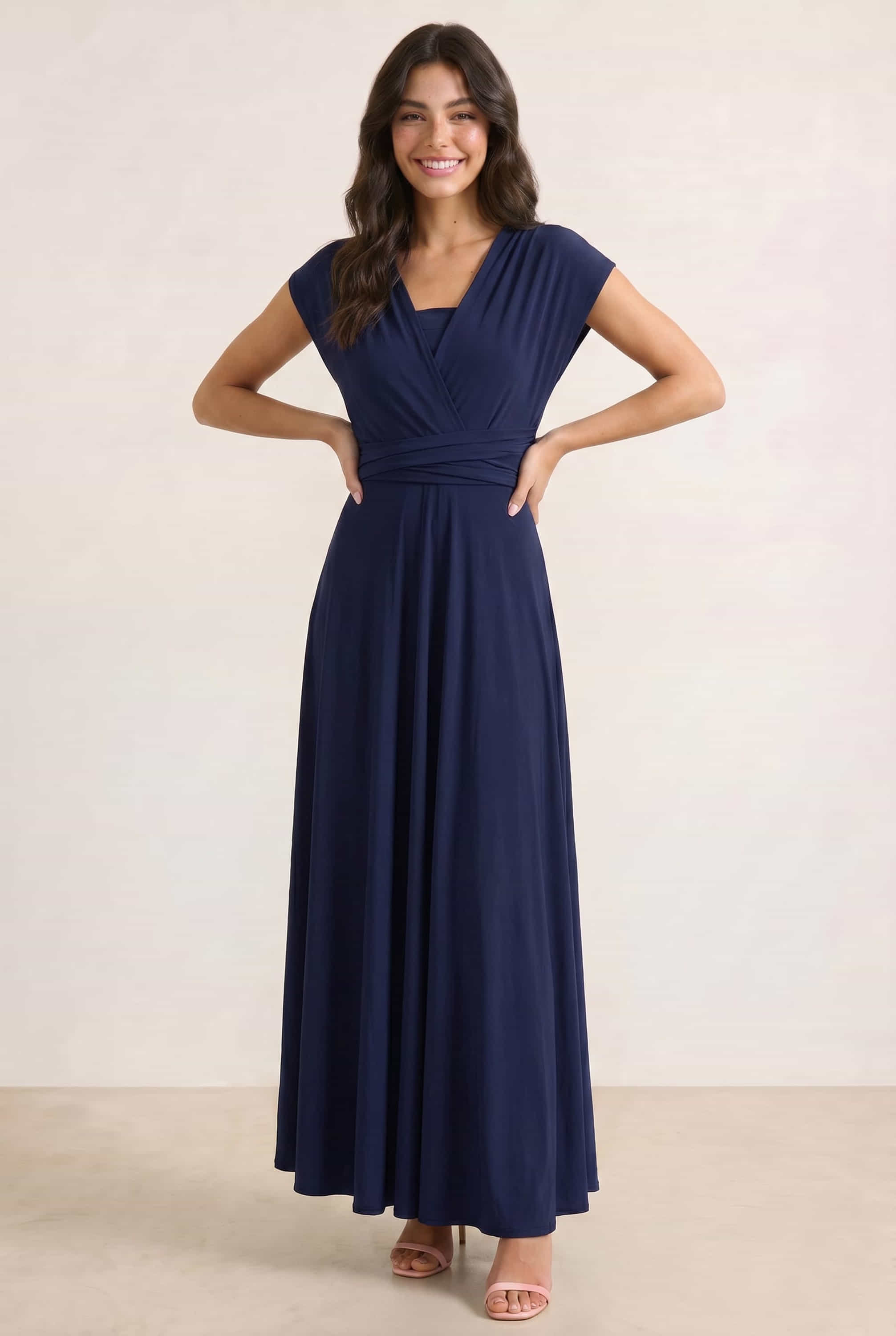 Multi-way Slinky Maxi Dress / Navy