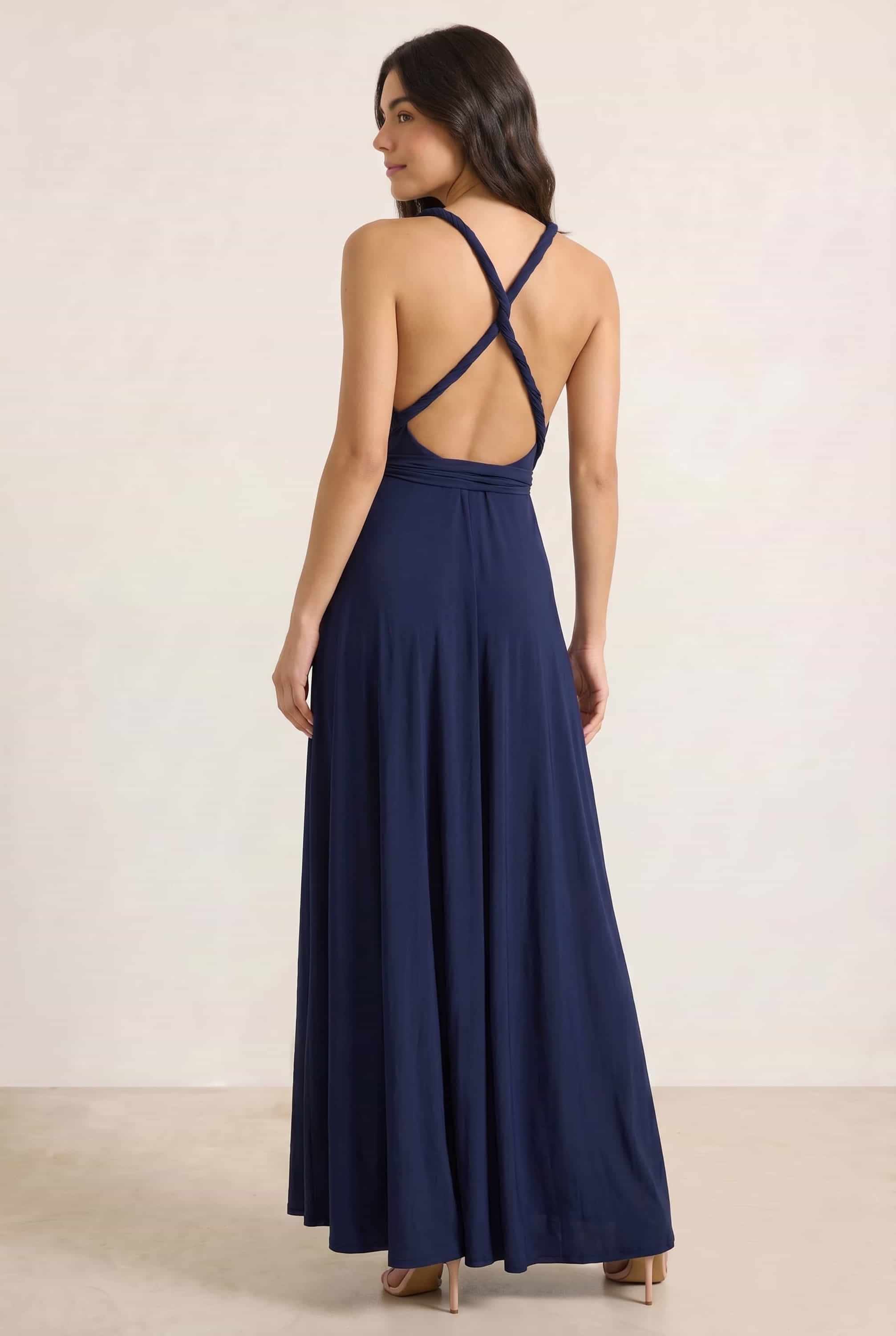 Multi-way Slinky Maxi Dress / Navy