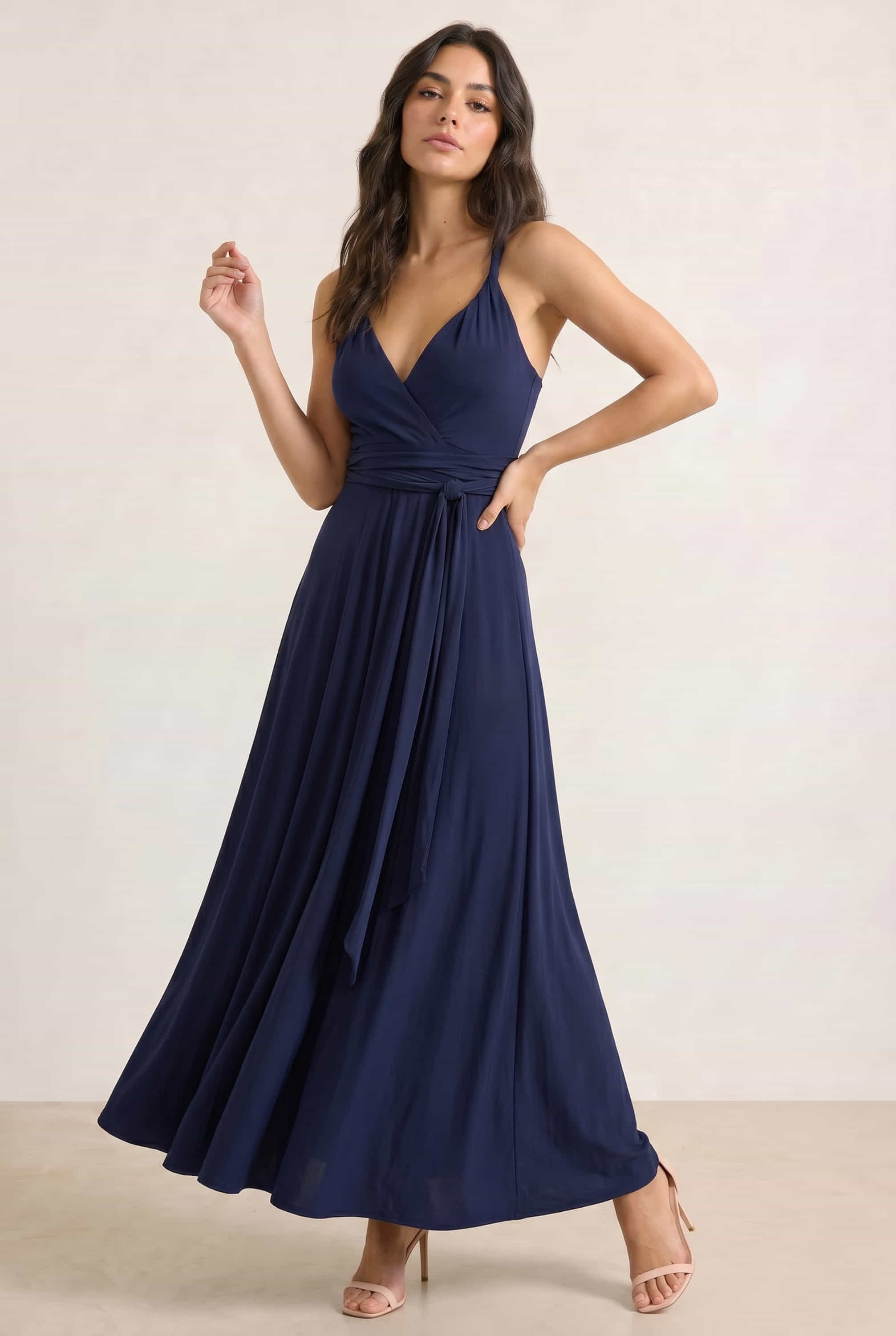 Multi-way Slinky Maxi Dress / Navy