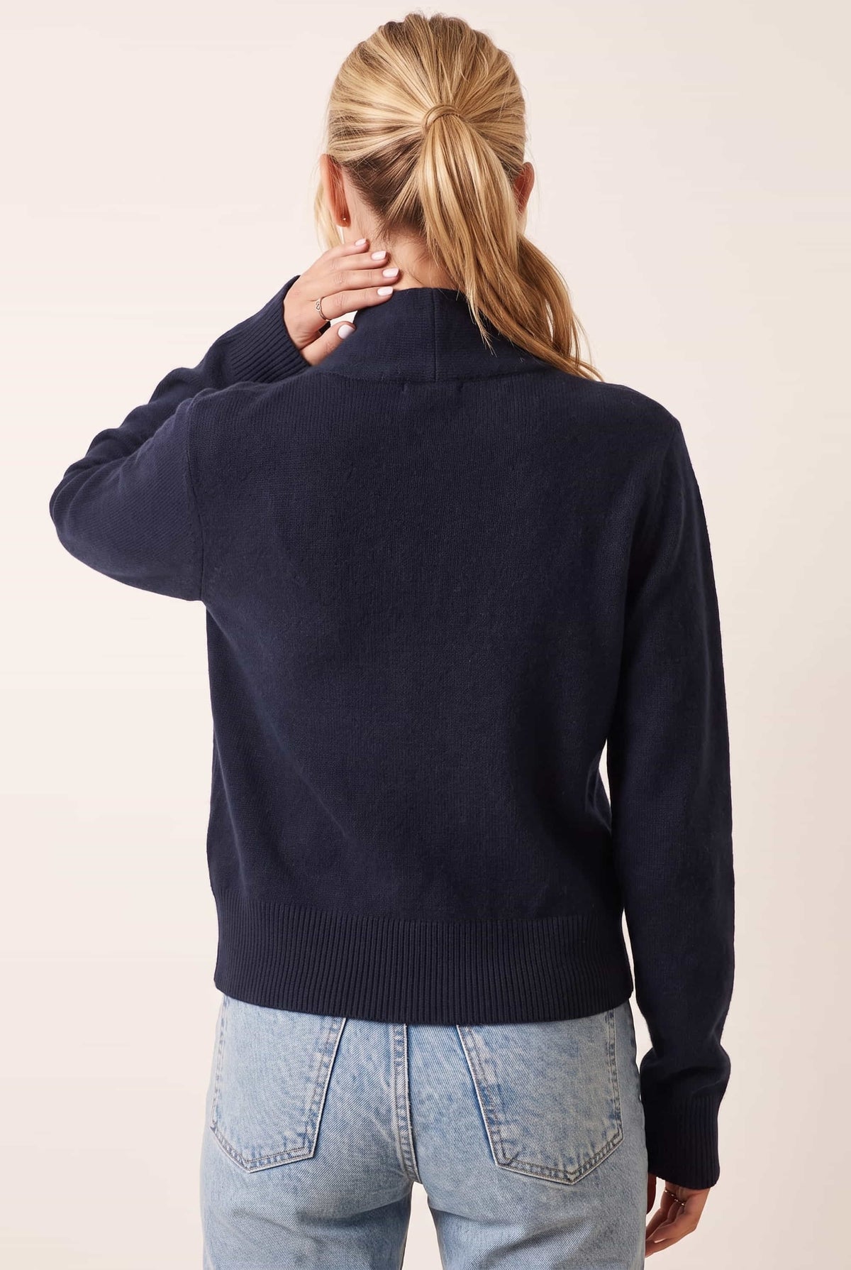 Tie Scarf Cardigan in Navy