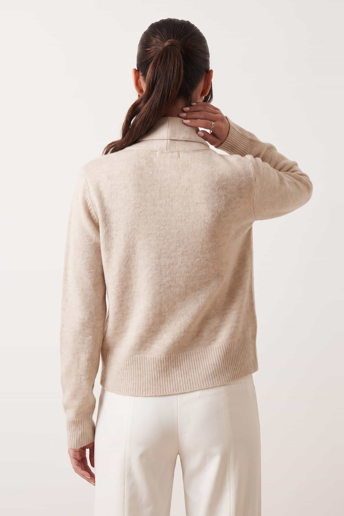 Tie Scarf Cardigan in beige