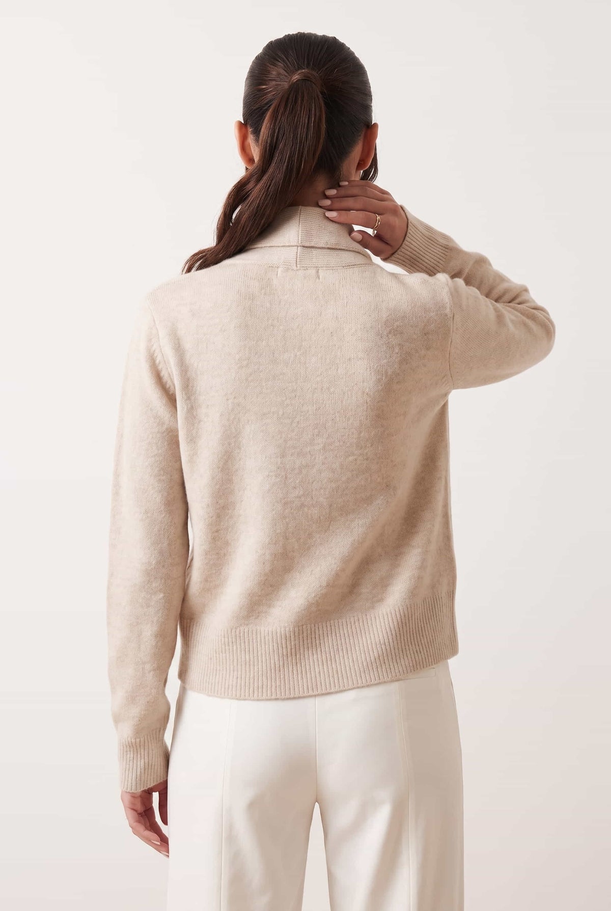 Tie Scarf Cardigan in beige