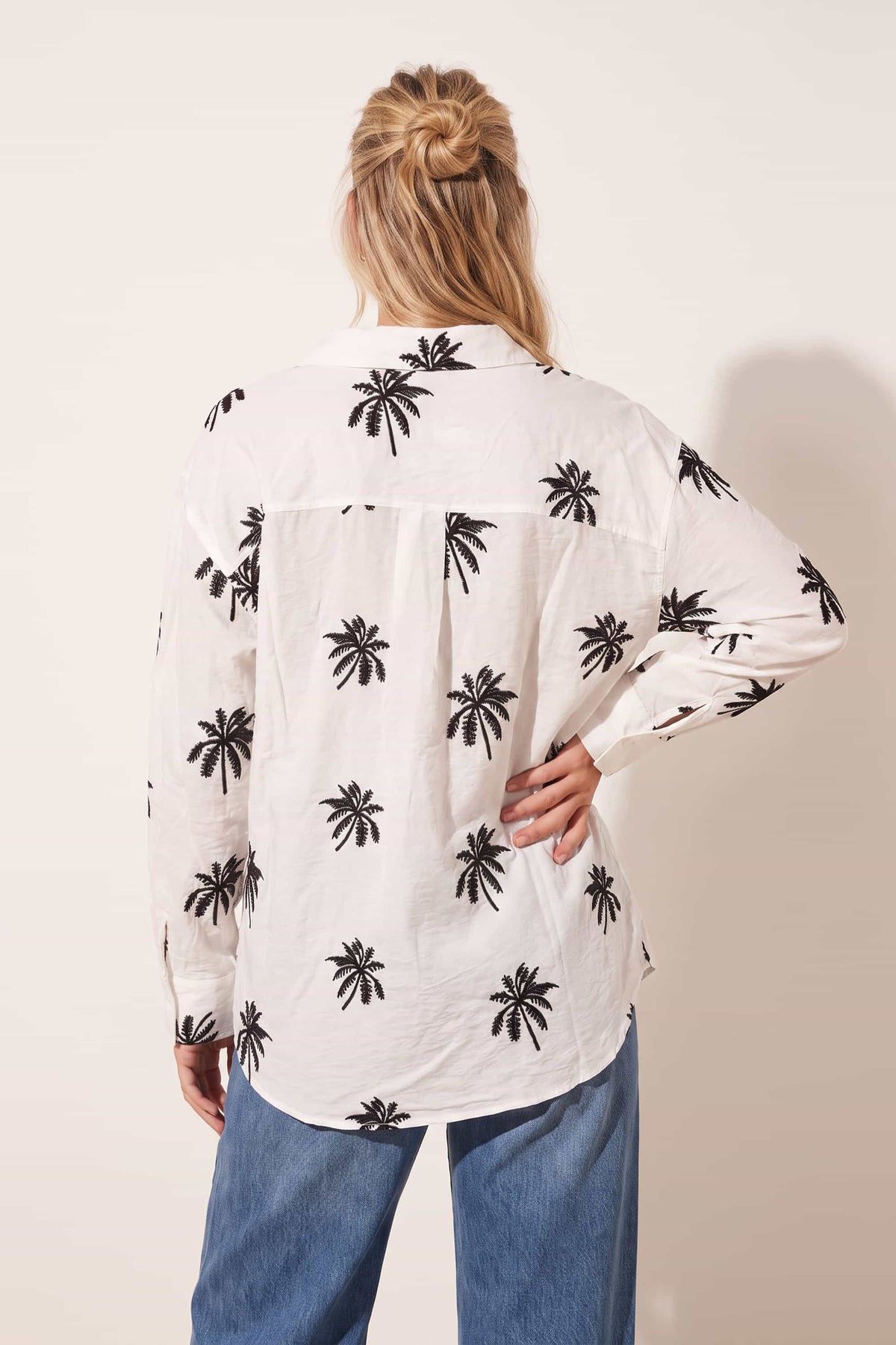 Palm Embroidered Shirt - White