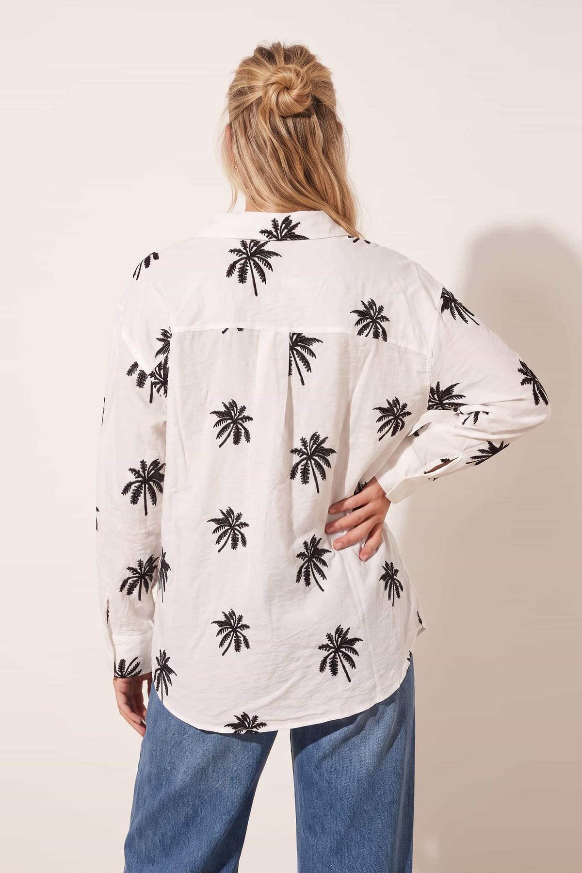 Palm Embroidered Shirt - White