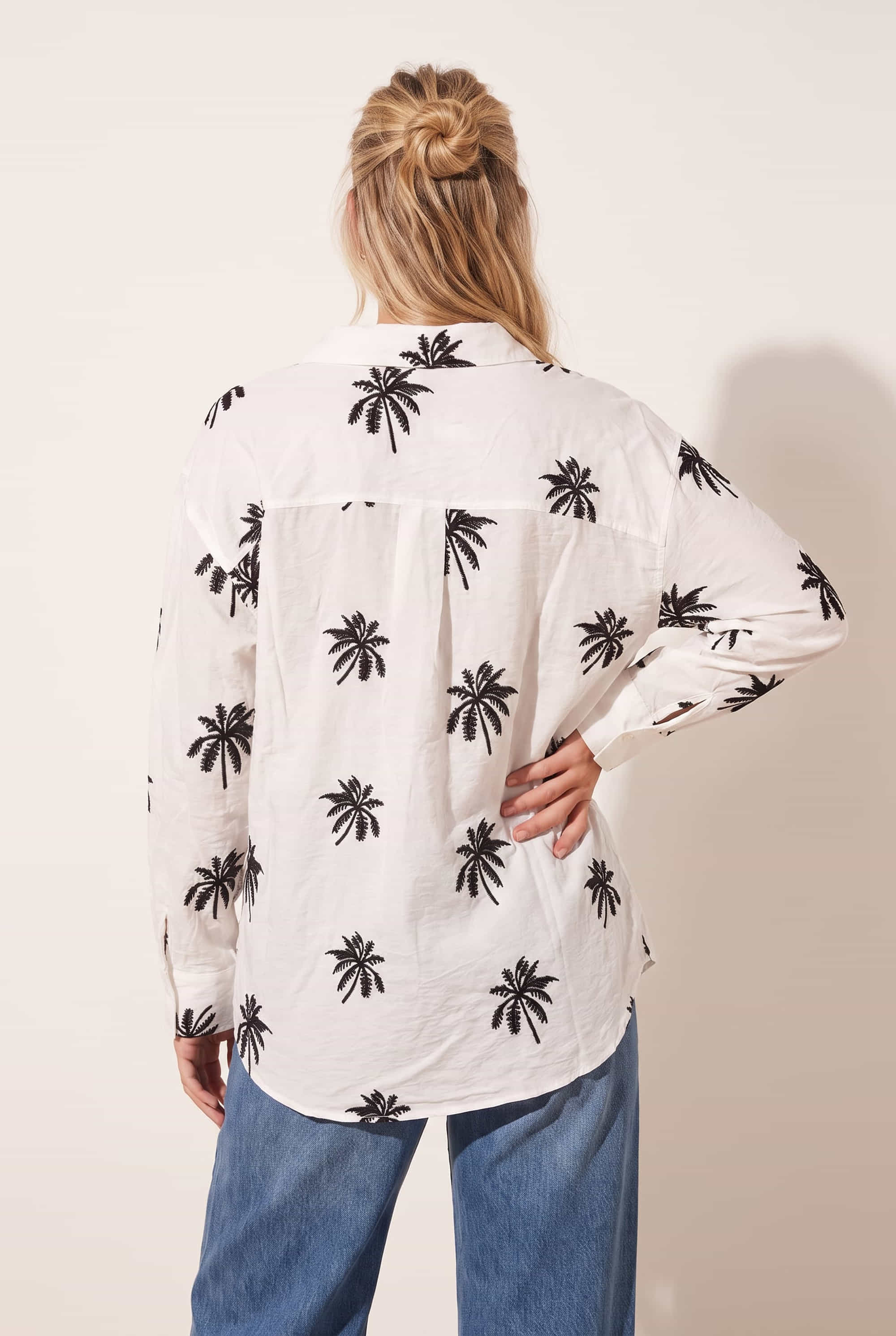 Palm Embroidered Shirt - White