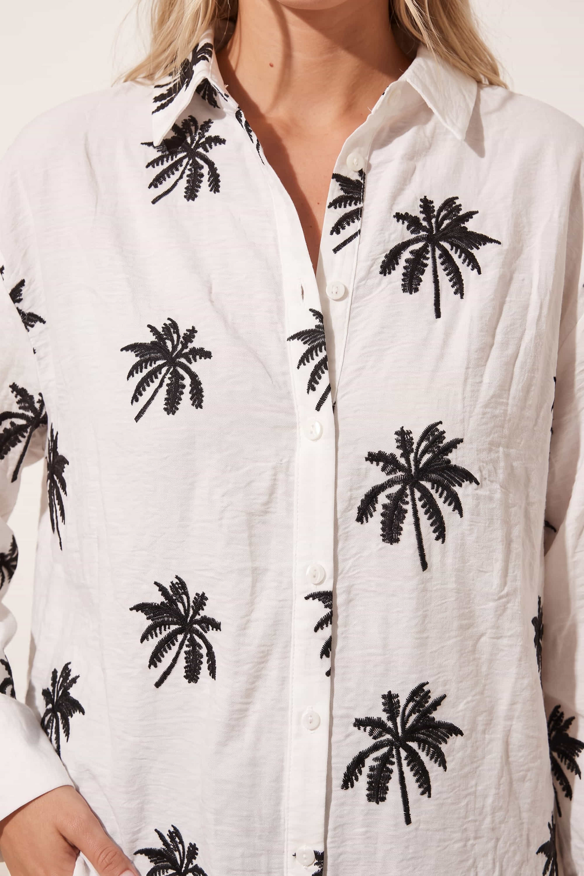 Palm Embroidered Shirt - White