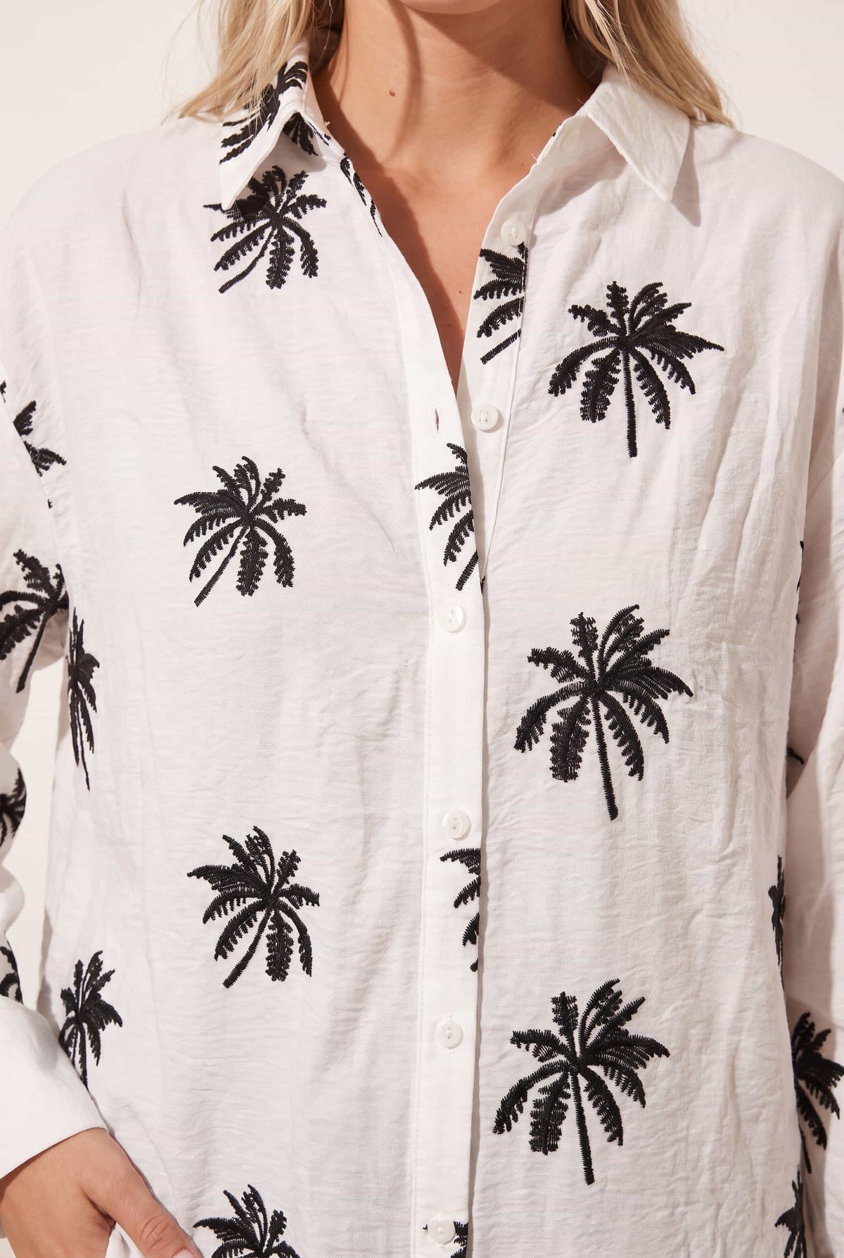 Palm Embroidered Shirt - White