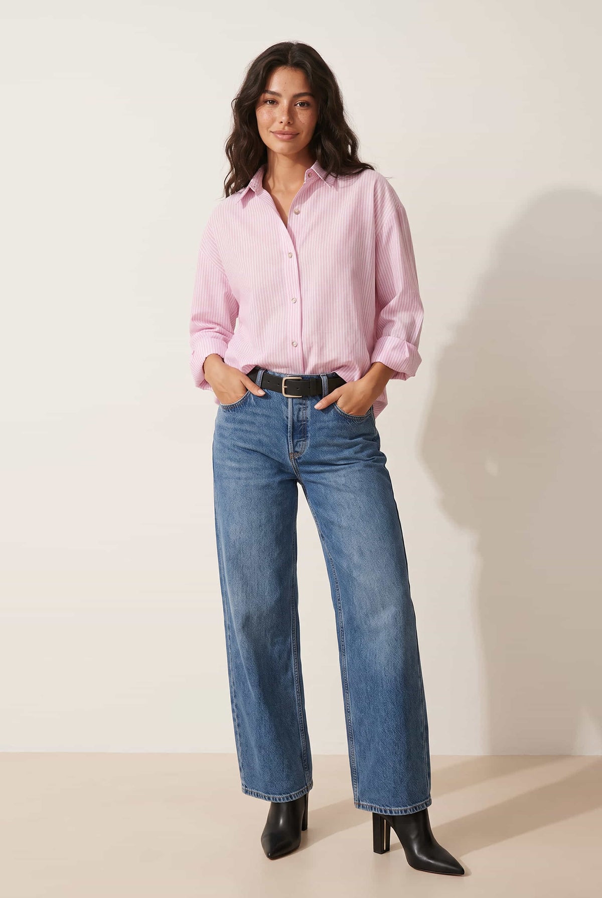 Pink Oversized Pinstripe Shirt