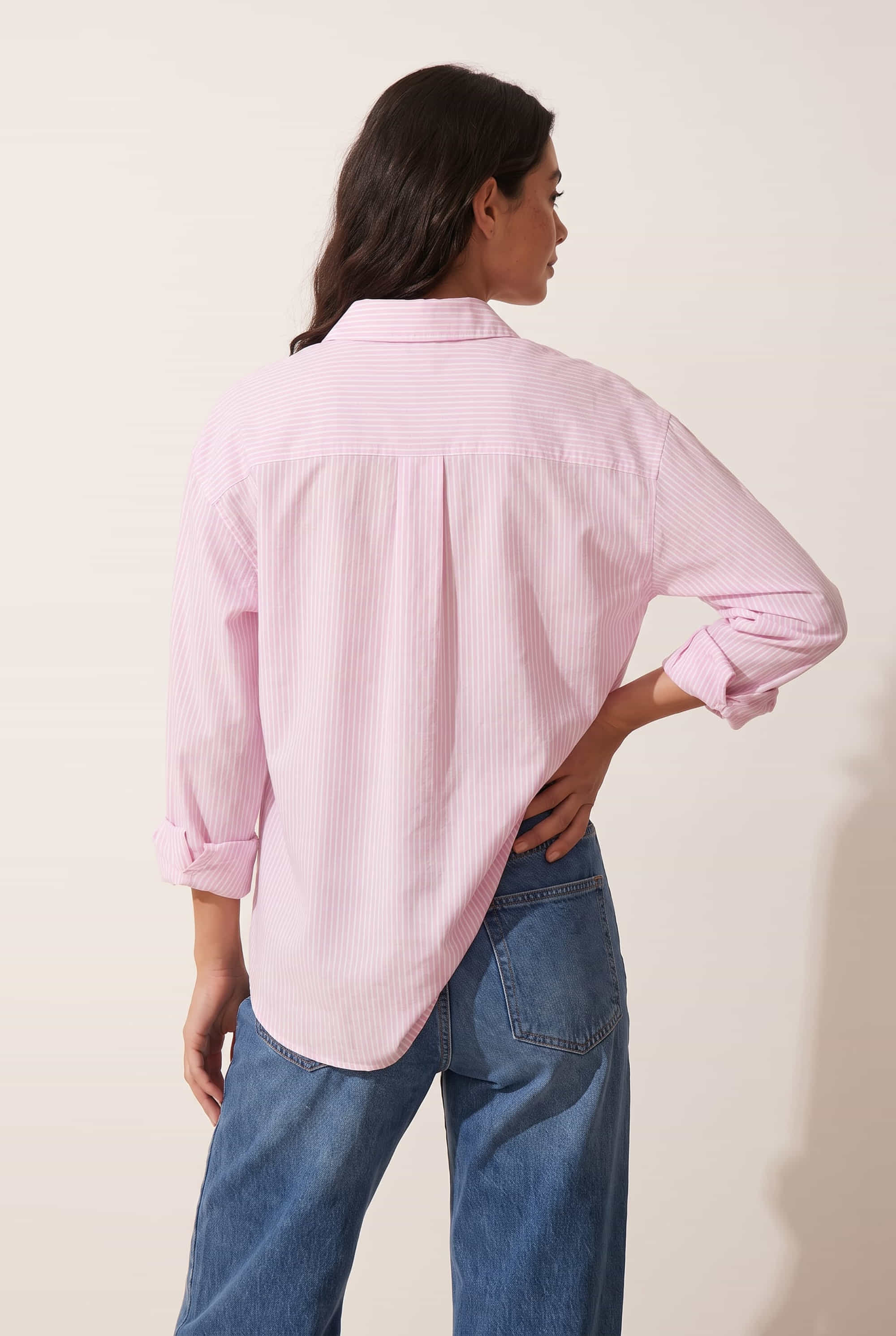 Pink Oversized Pinstripe Shirt