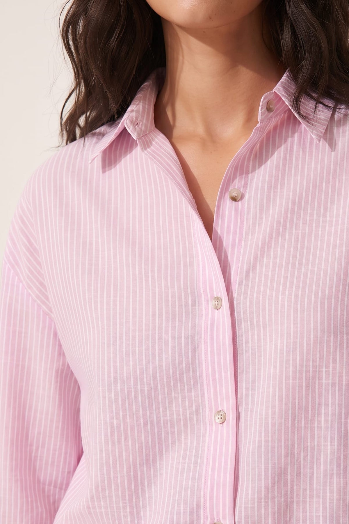 Pink Oversized Pinstripe Shirt