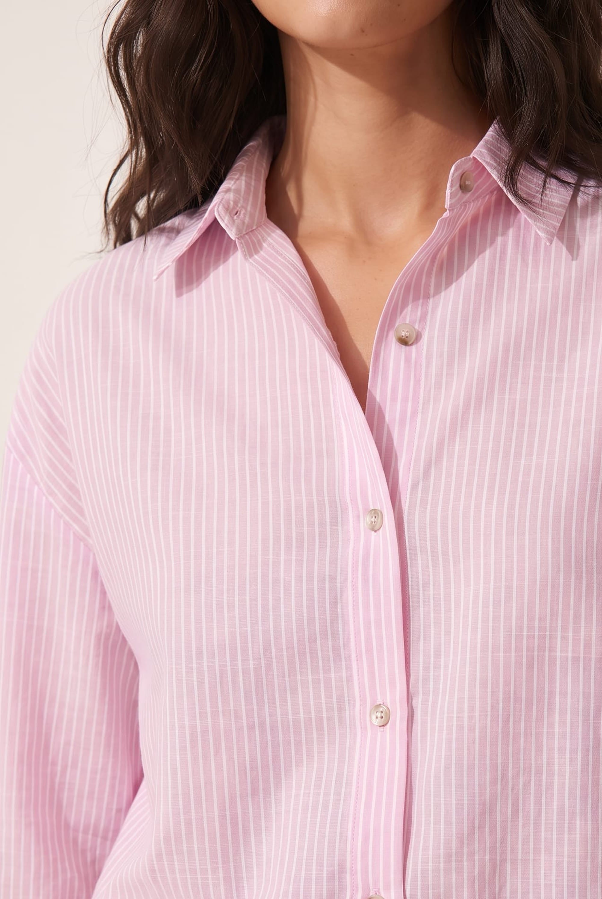 Pink Oversized Pinstripe Shirt