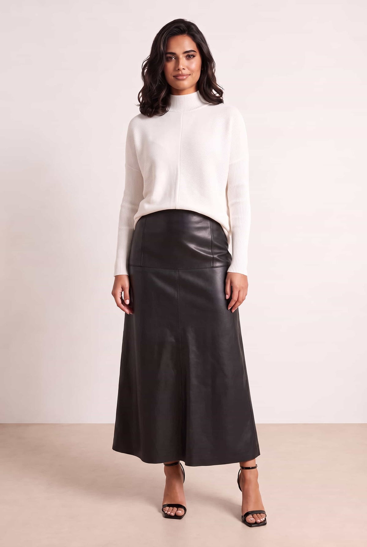 PU Midi Skirt - Black