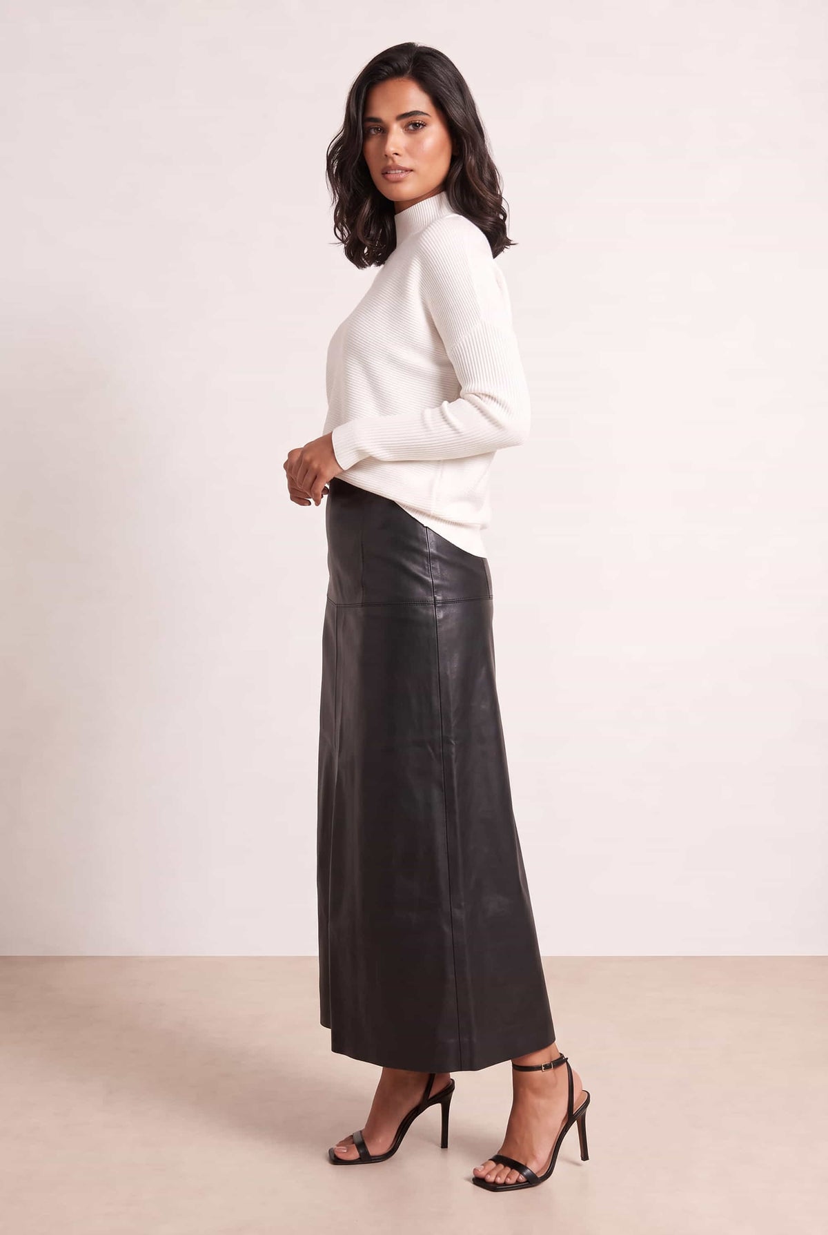 PU Midi Skirt - Black