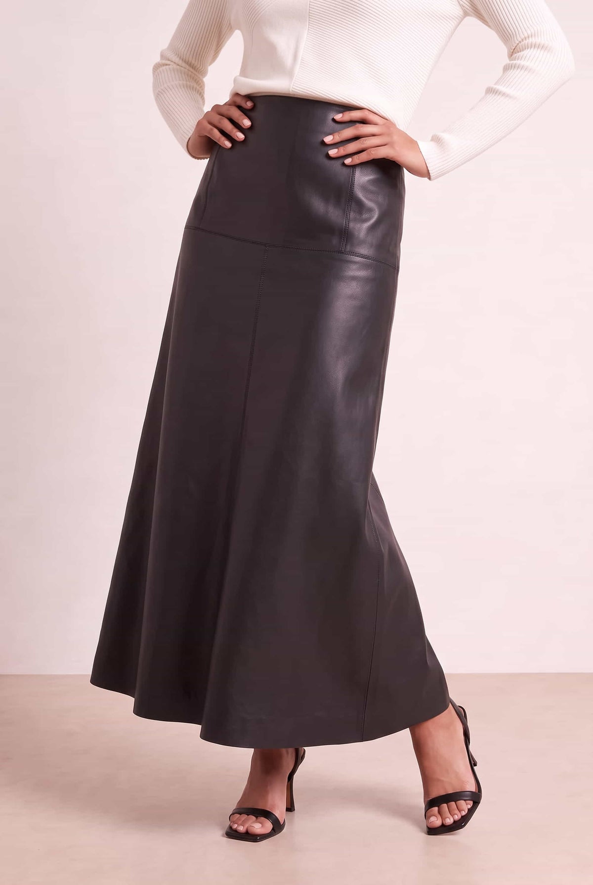 PU Midi Skirt - Black