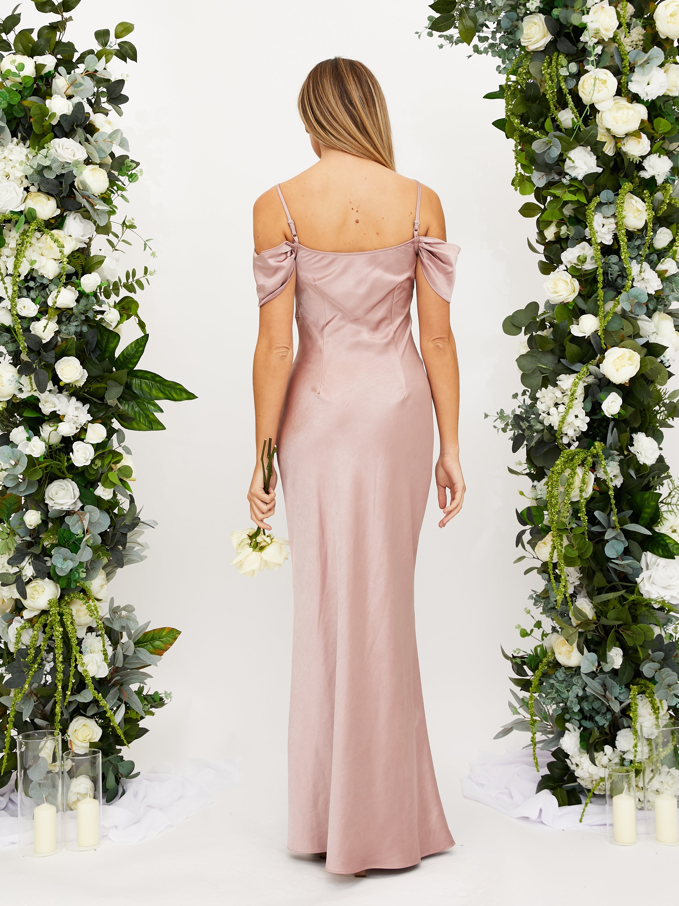 Pink Satin Bridesmaid Dress