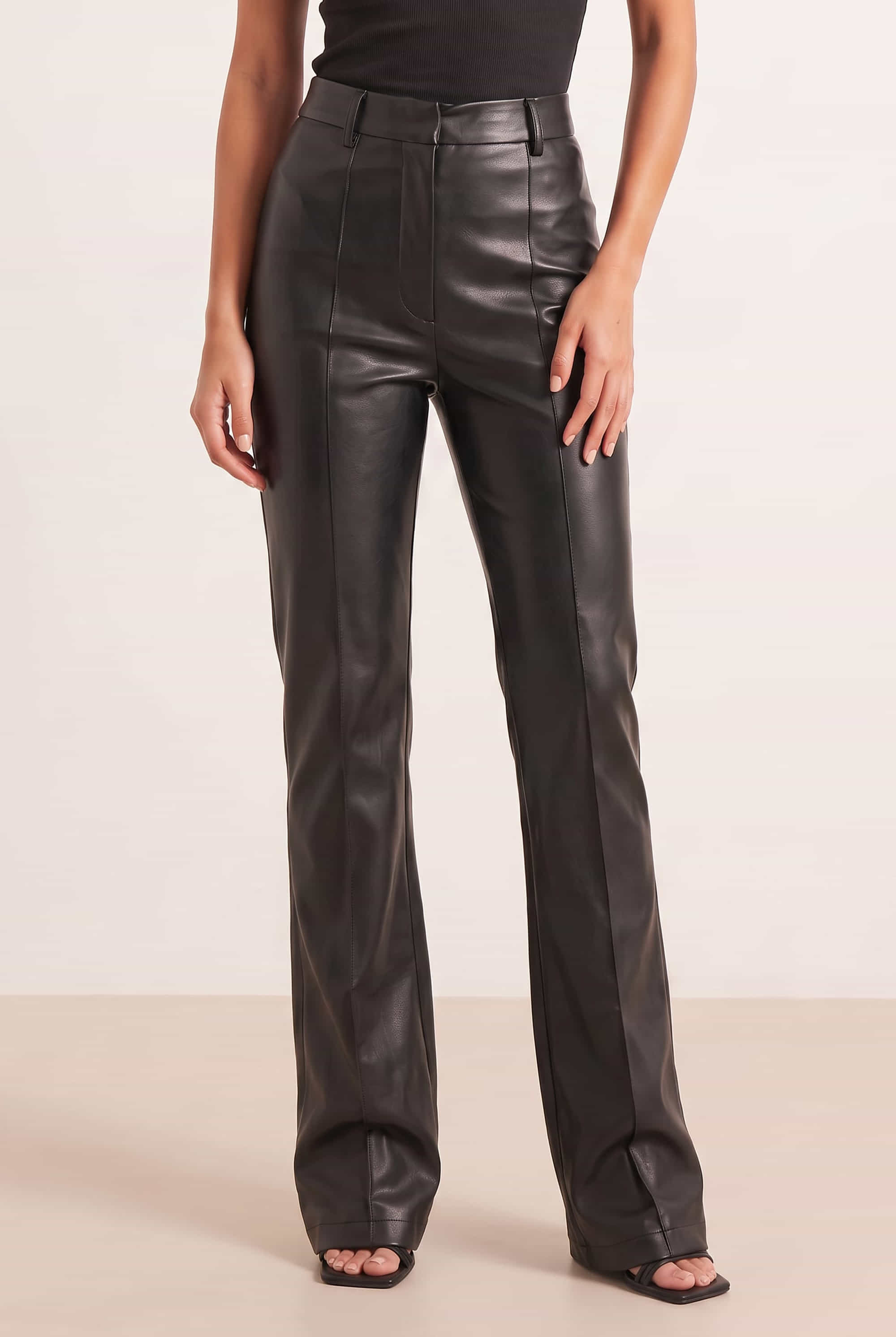 Alyssa PU Flare Trouser / Black PU