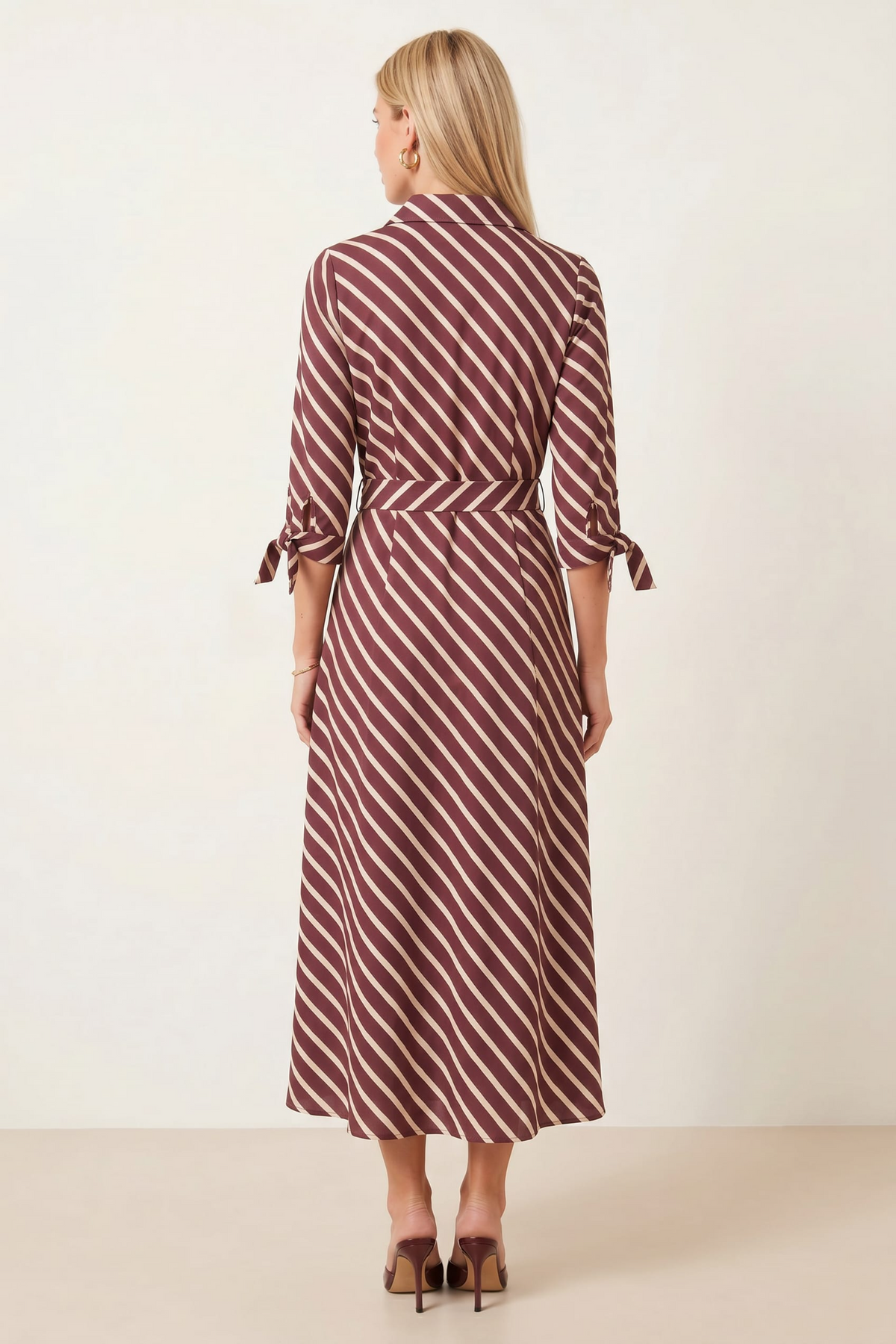 Daphne Belted Shirt Dress / Red Stripe
