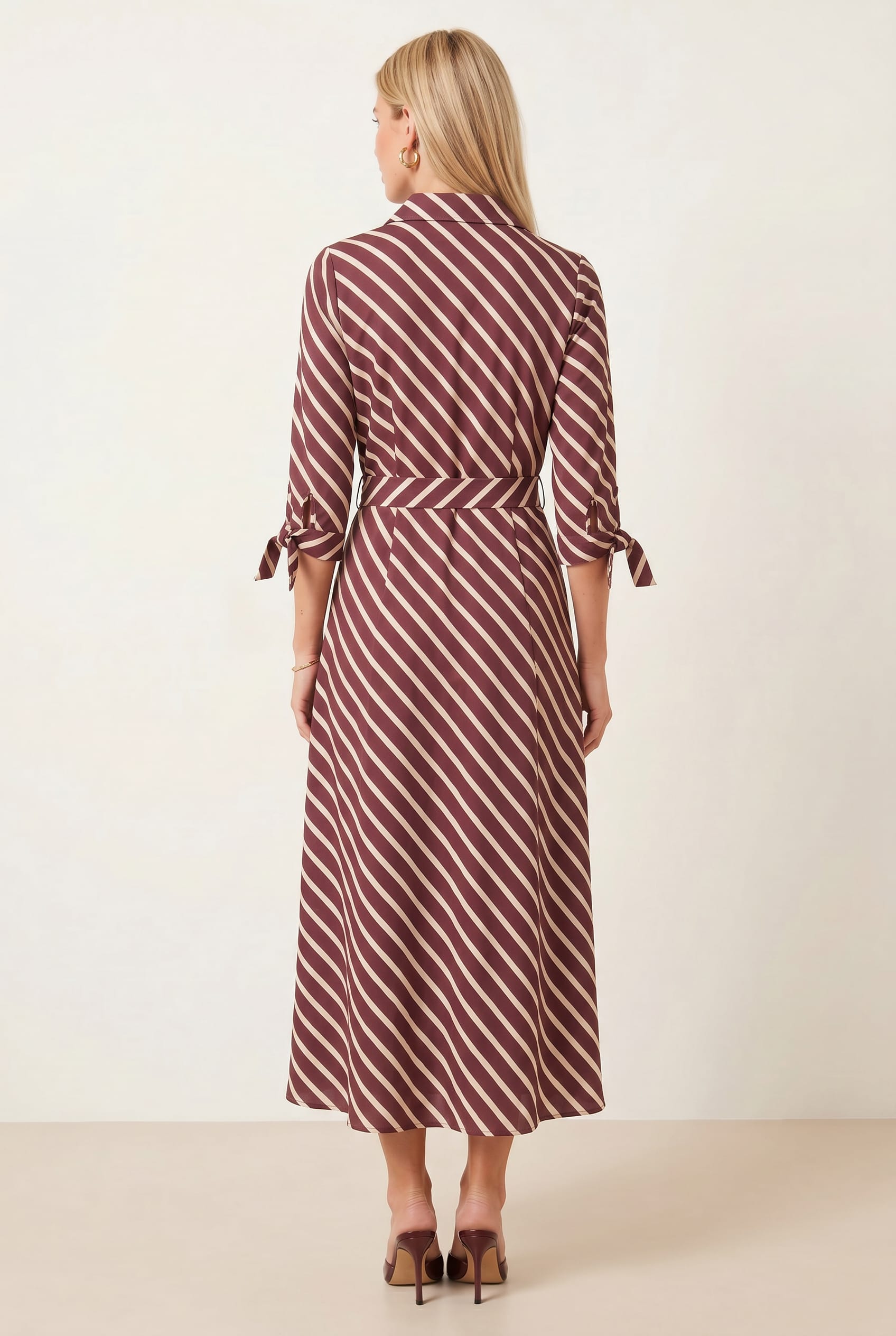 Daphne Belted Shirt Dress / Red Stripe