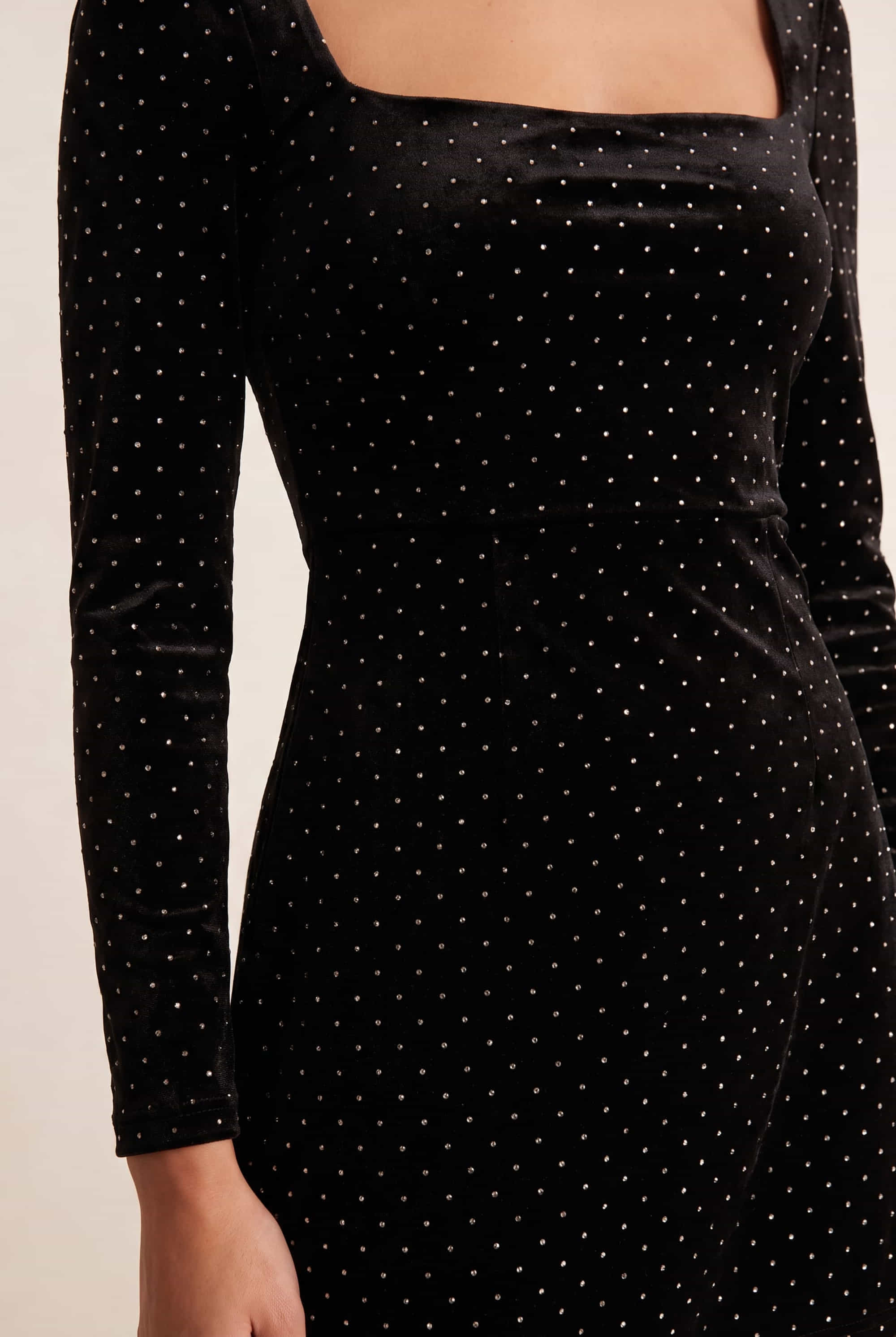Rita Velvet Hotfix Mini Dress in Black
