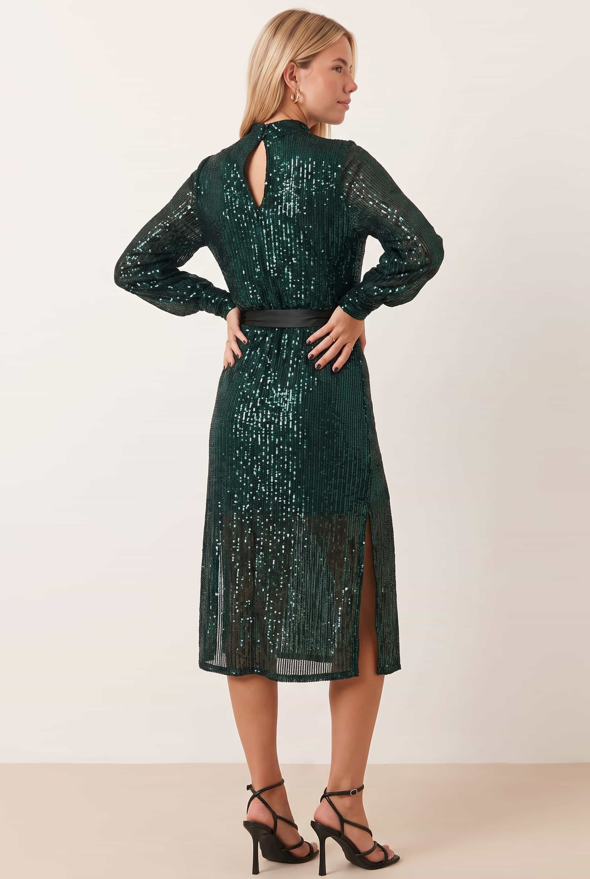 Roxi Sequin Midi Dress / Emerald Green