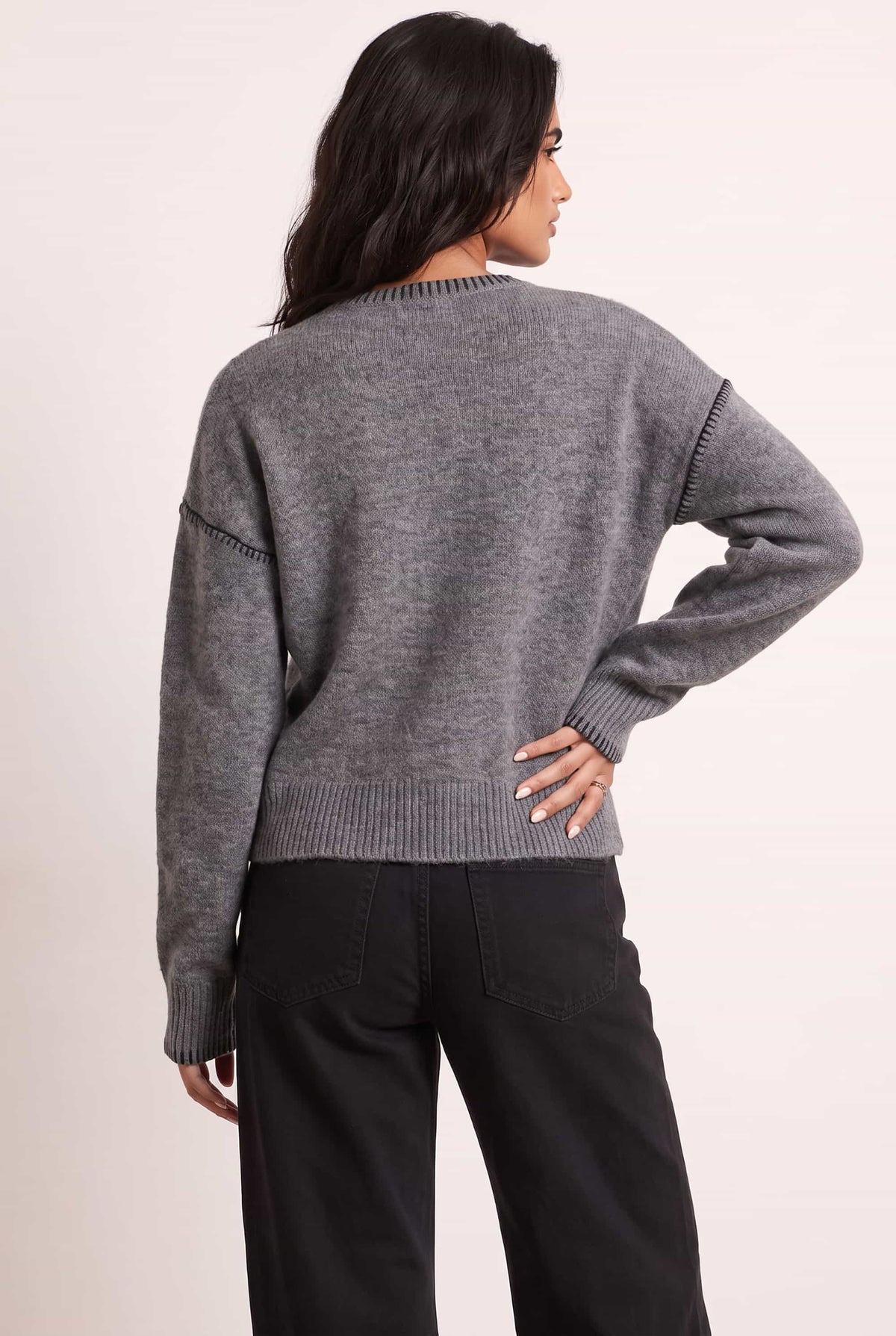 Grey Saddle Stitch Cardigan