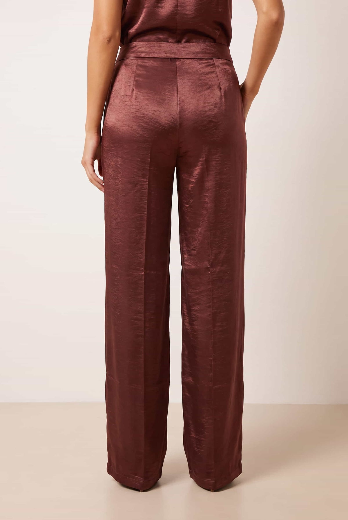 Wide Leg Mulberry Satin Trouser