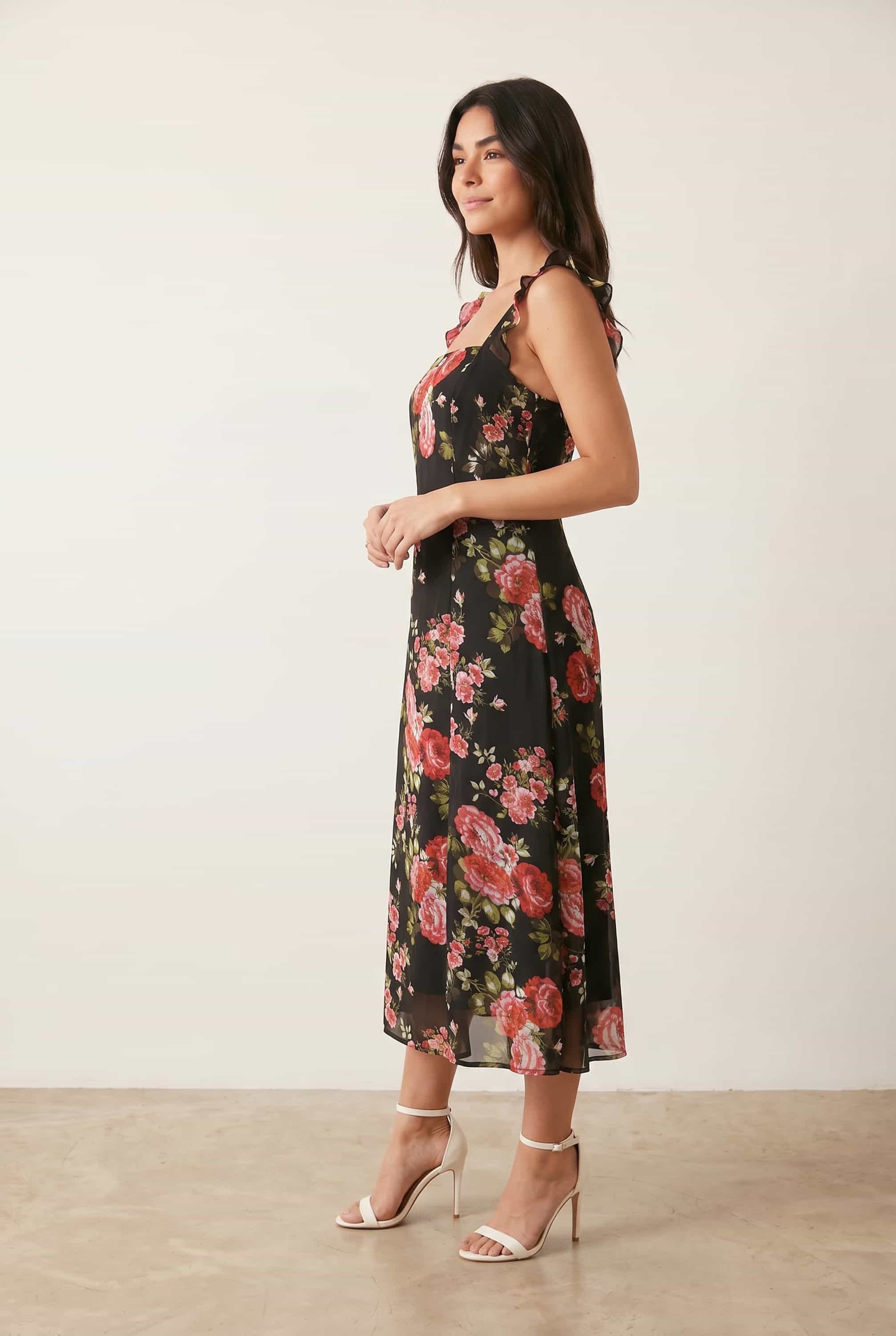 Strappy Rose Print Dress