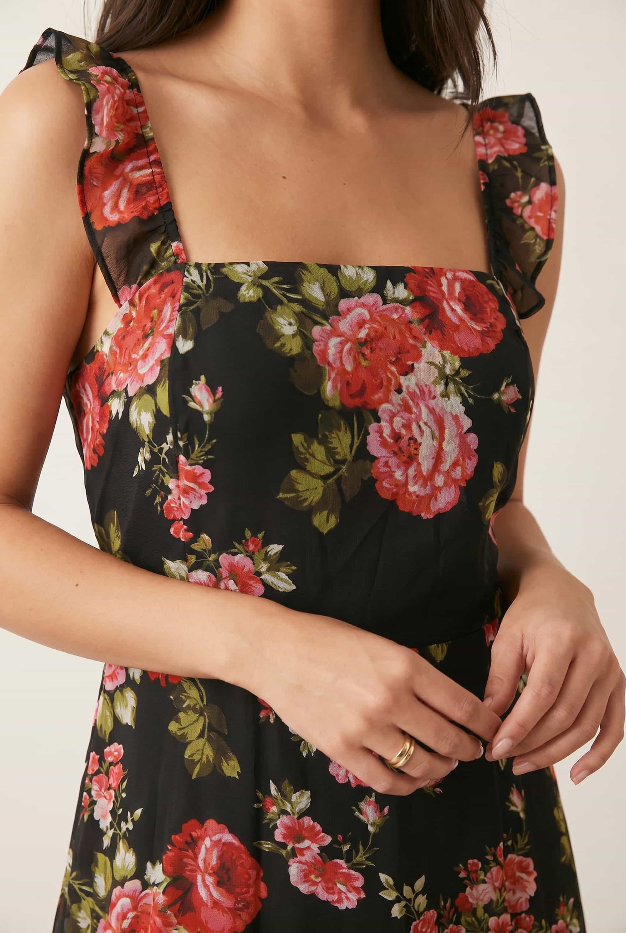 Strappy Rose Print Dress